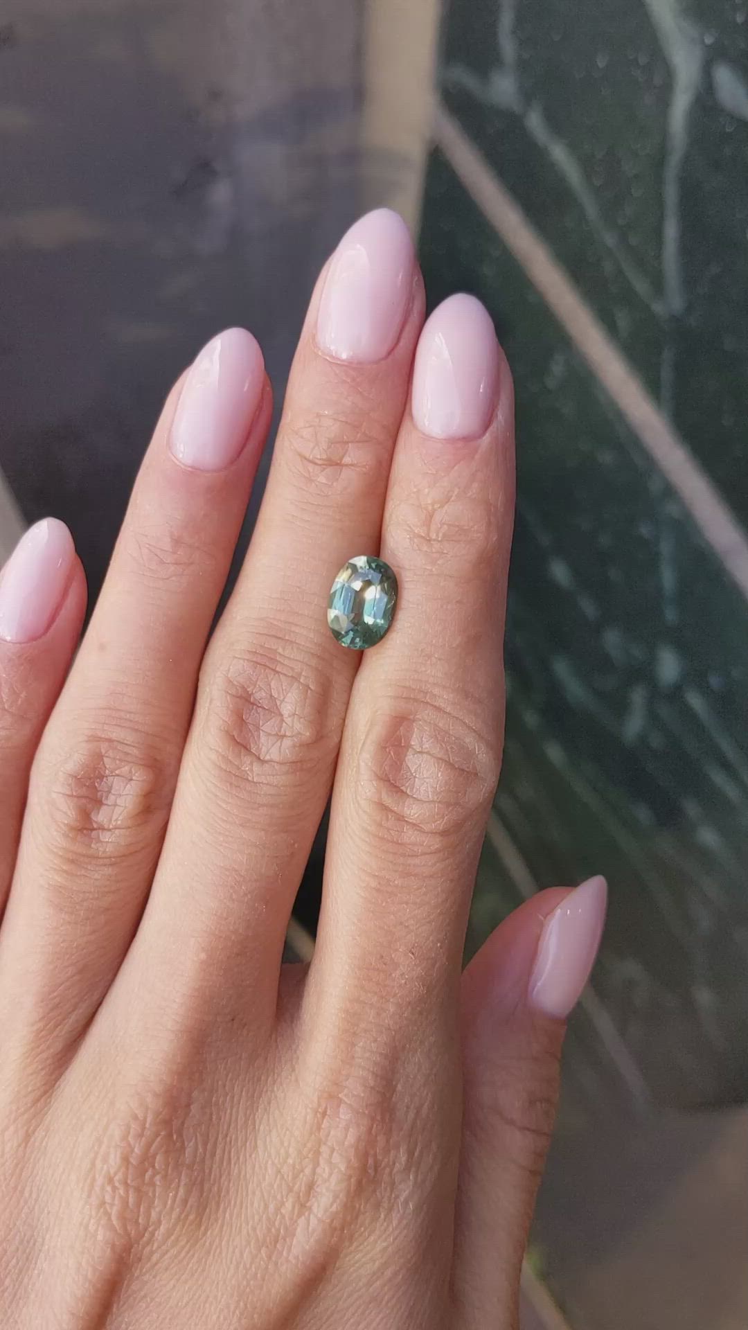 2.87 Ct. Green Sapphire from Ceylon (Sri Lanka) Size Video