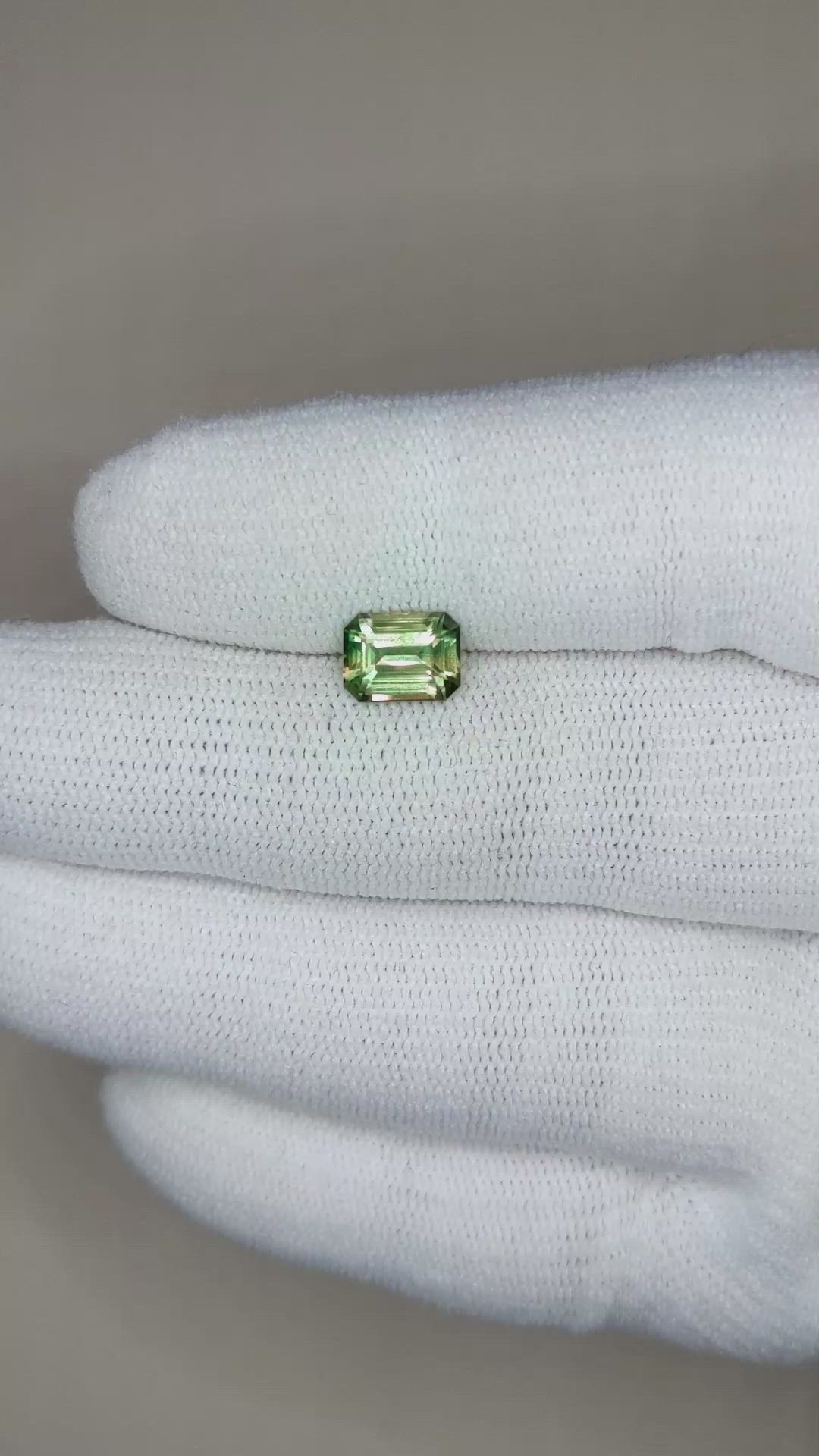 1.61 Ct. Yellowish Green Sapphire from Ceylon (Sri Lanka) Size Video
