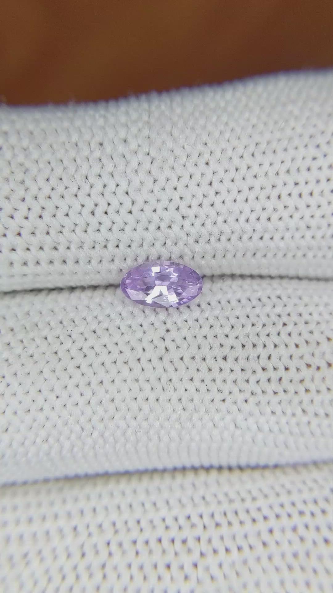 0.67 Ct. Pinkish Purple Sapphire from Ceylon (Sri Lanka) Size Video