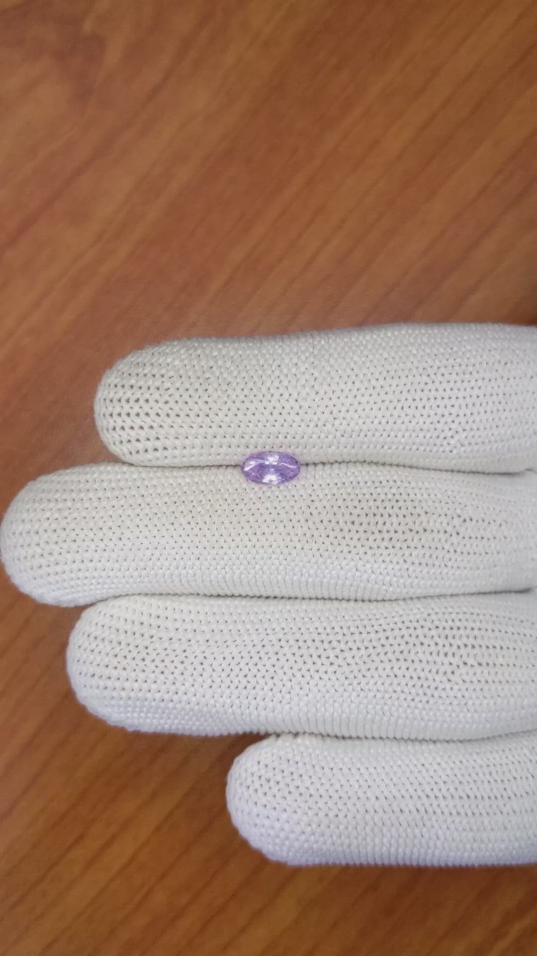 0.67 Ct. Pinkish Purple Sapphire from Ceylon (Sri Lanka) Size Video