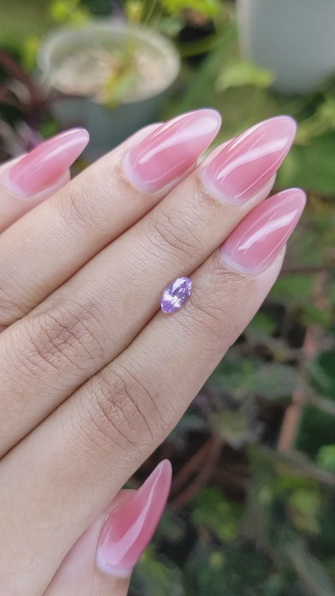 0.67 Ct. Pinkish Purple Sapphire from Ceylon (Sri Lanka) Size Video