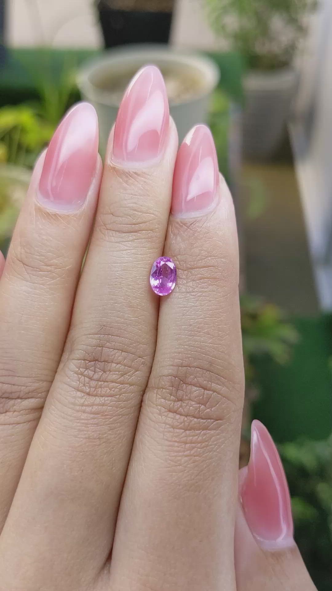 0.78 Ct. Pinkish Purple Sapphire from Ceylon (Sri Lanka) Size Video