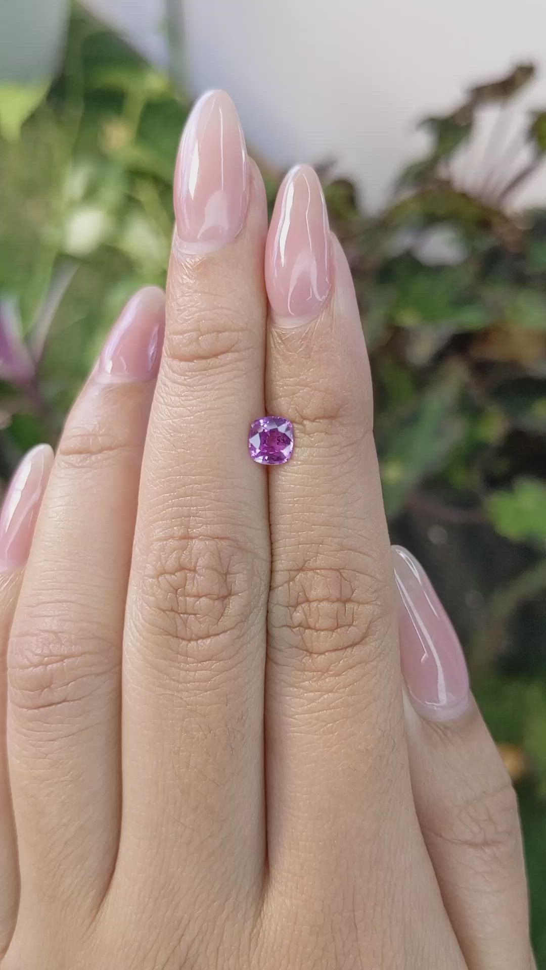 0.81 Ct. Pinkish Purple Sapphire from Madagascar Size Video