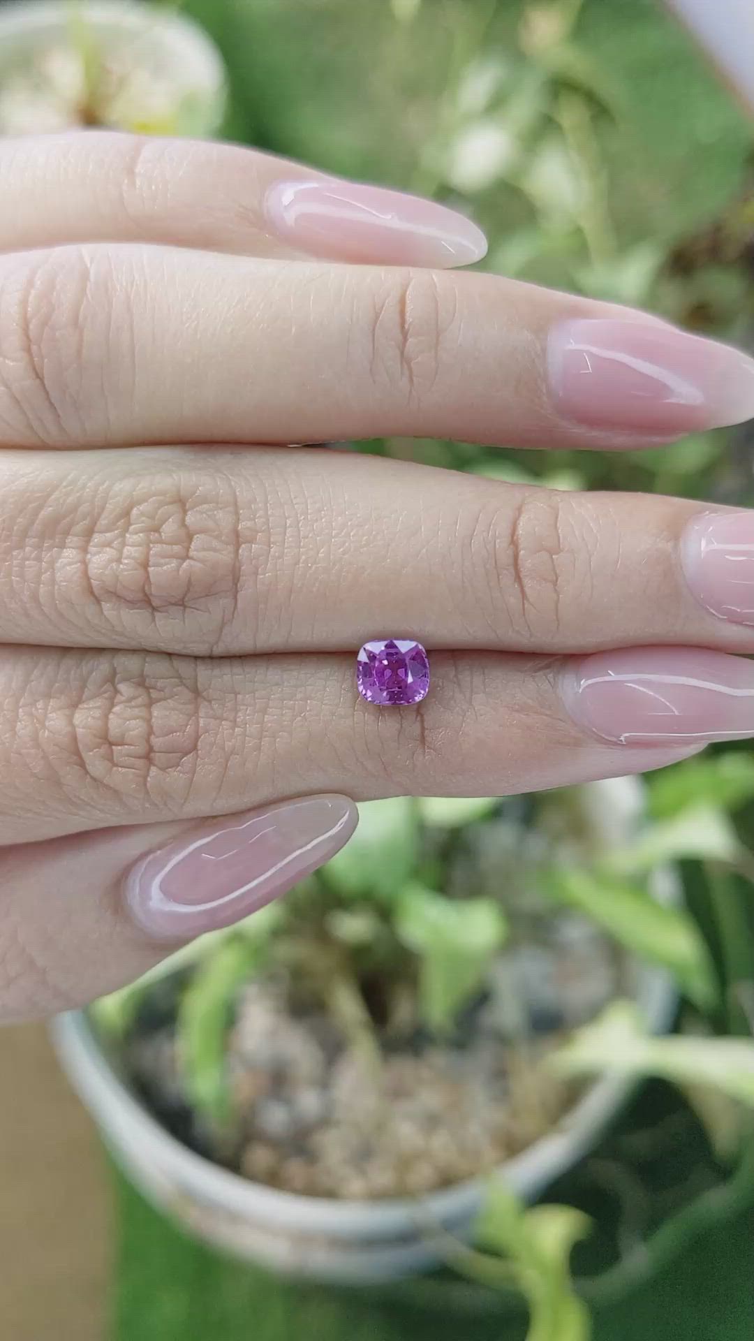 0.81 Ct. Pinkish Purple Sapphire from Madagascar Size Video