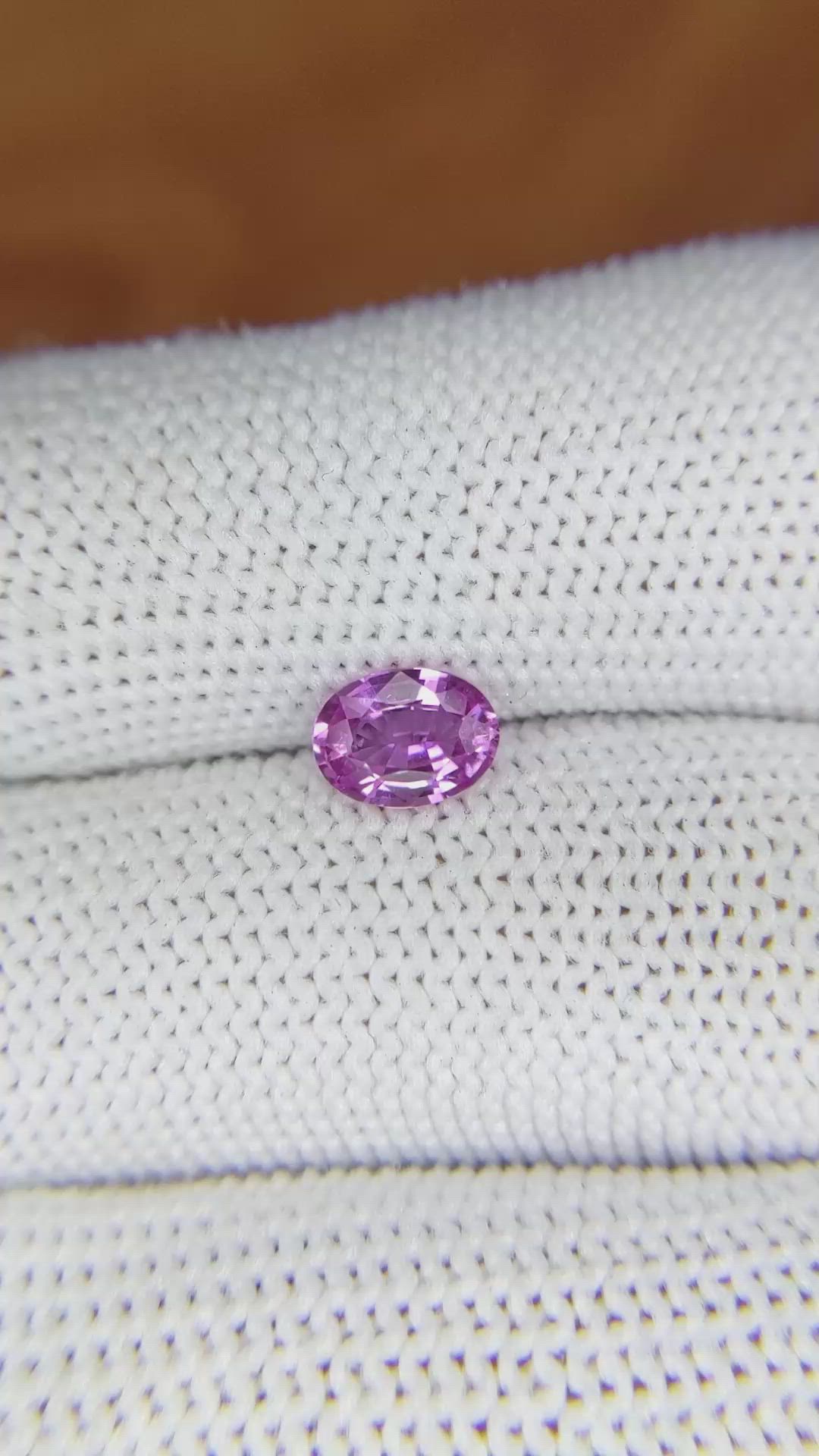 0.82 Ct. Pinkish Purple Sapphire from Madagascar Size Video
