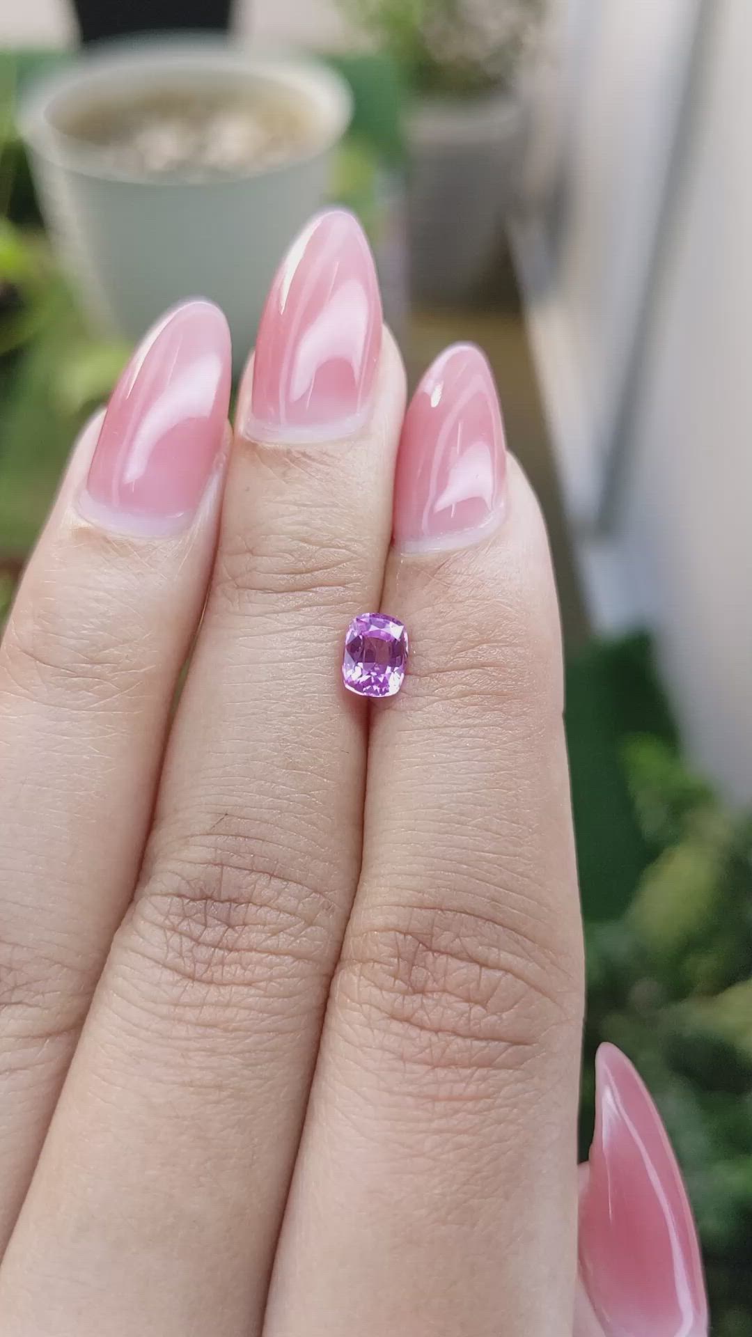 0.82 Ct. Pinkish Purple Sapphire from Madagascar Size Video