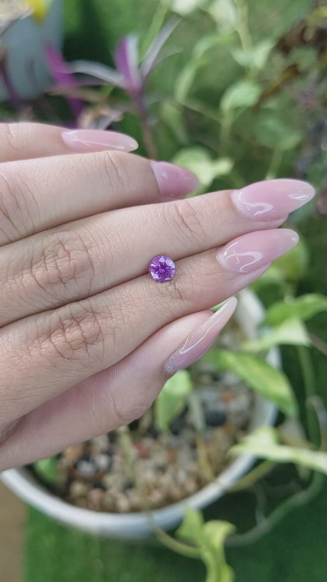 0.88 Ct. Pinkish Purple Sapphire from Madagascar Size Video