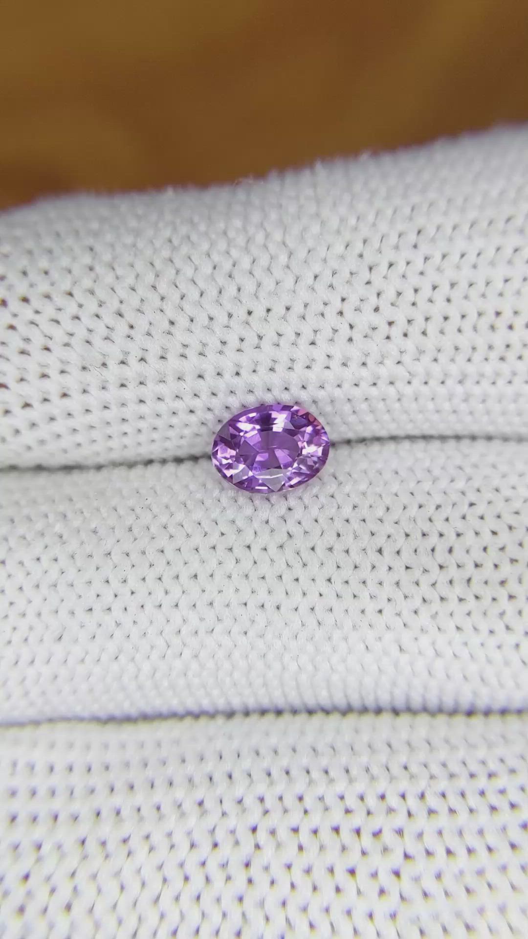 0.93 Ct. Pinkish Purple Sapphire from Madagascar Size Video
