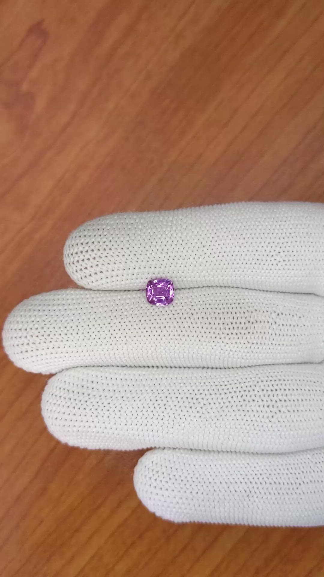 0.95 Ct. Pinkish Purple Sapphire from Madagascar Size Video