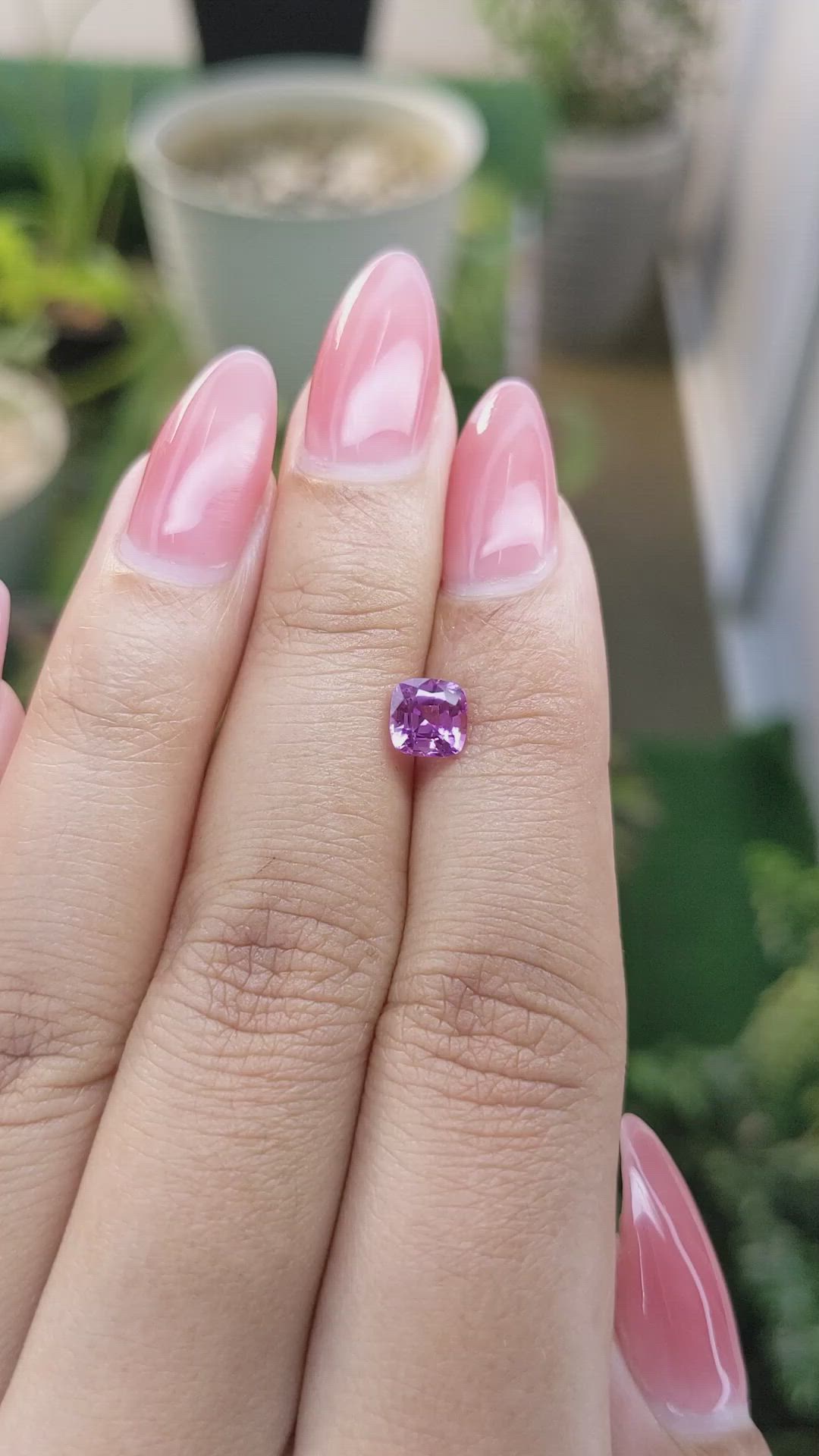 0.97 Ct. Pinkish Purple Sapphire from Madagascar Size Video
