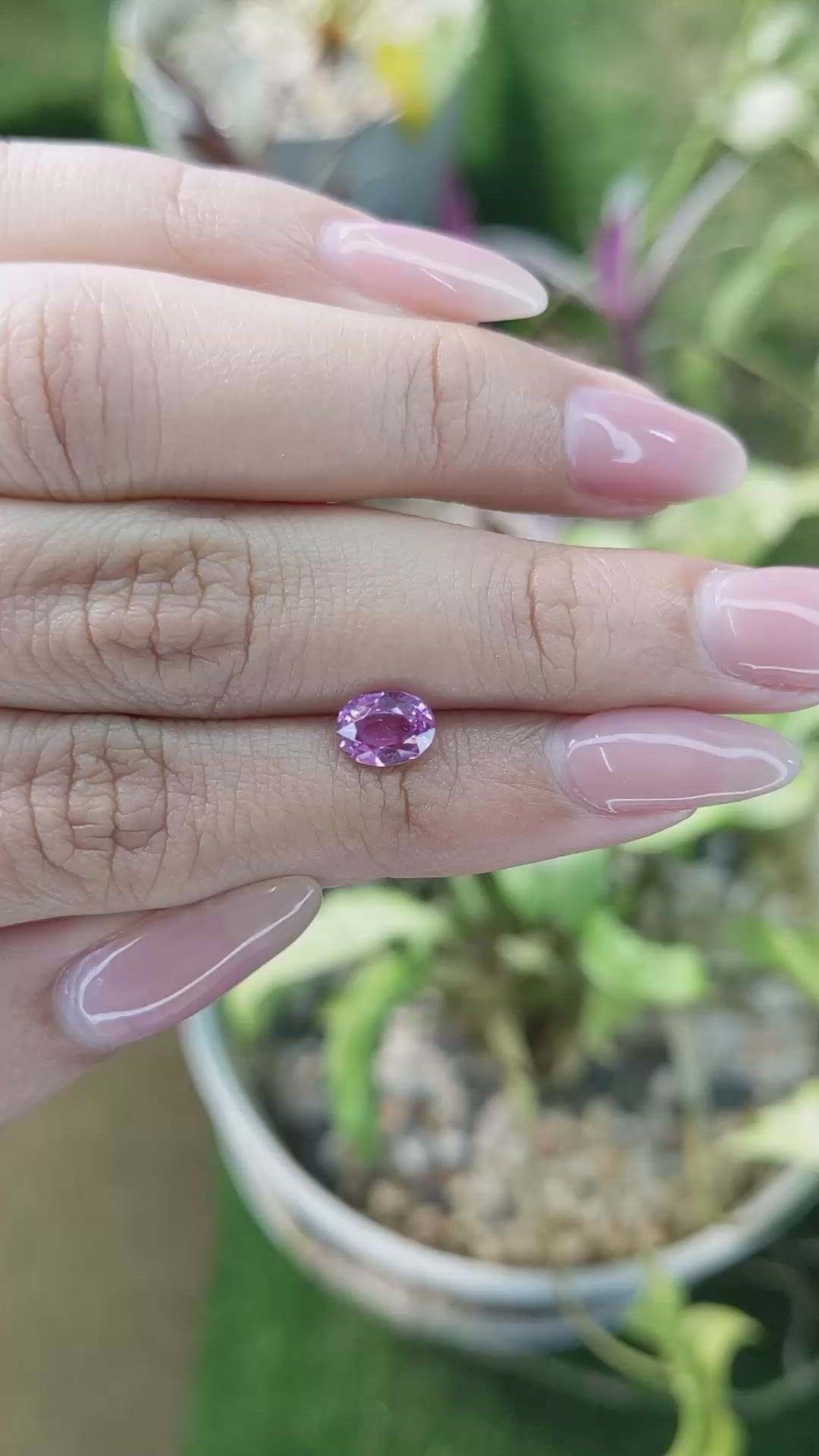 1.25 Ct. Pinkish Purple Sapphire from Madagascar Size Video