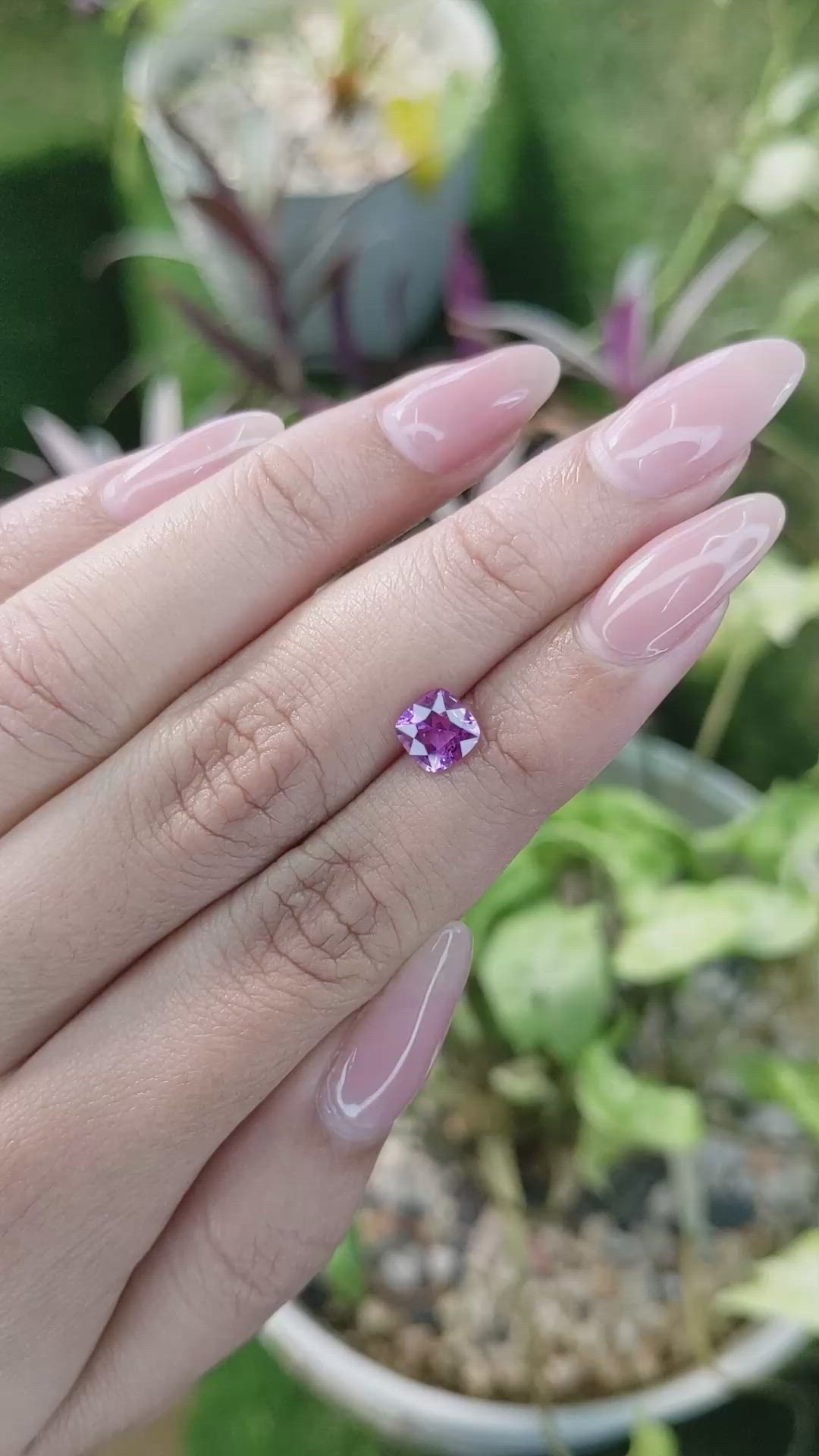 1.29 Ct. Pinkish Purple Sapphire from Madagascar Size Video