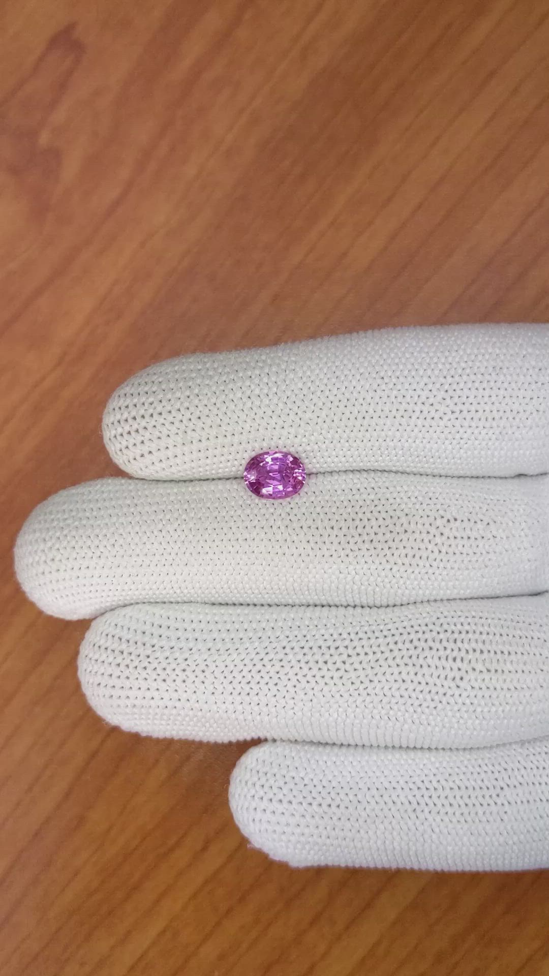 1.33 Ct. Purplish Pink Sapphire from Madagascar Size Video