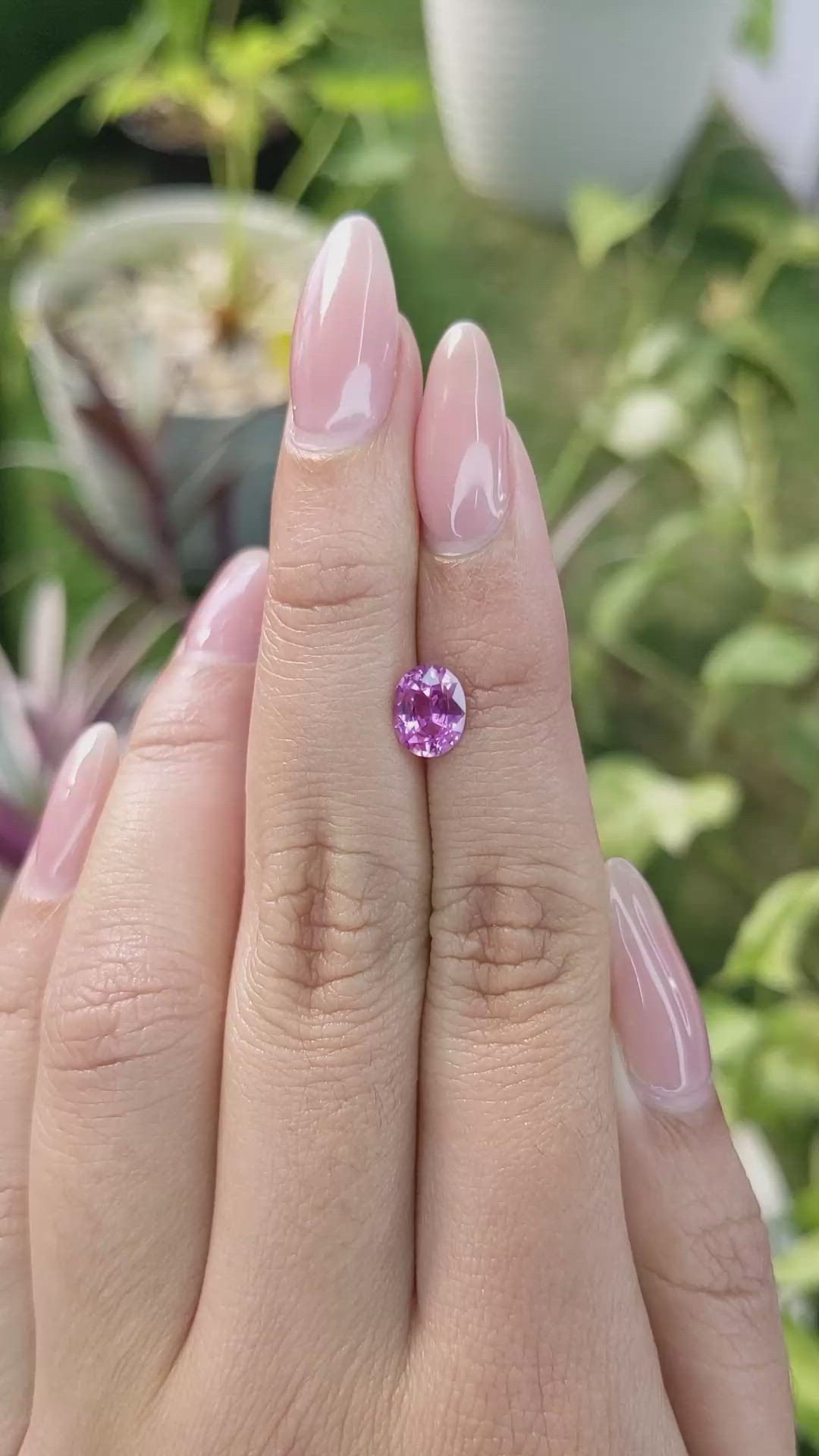 1.33 Ct. Purplish Pink Sapphire from Madagascar Size Video