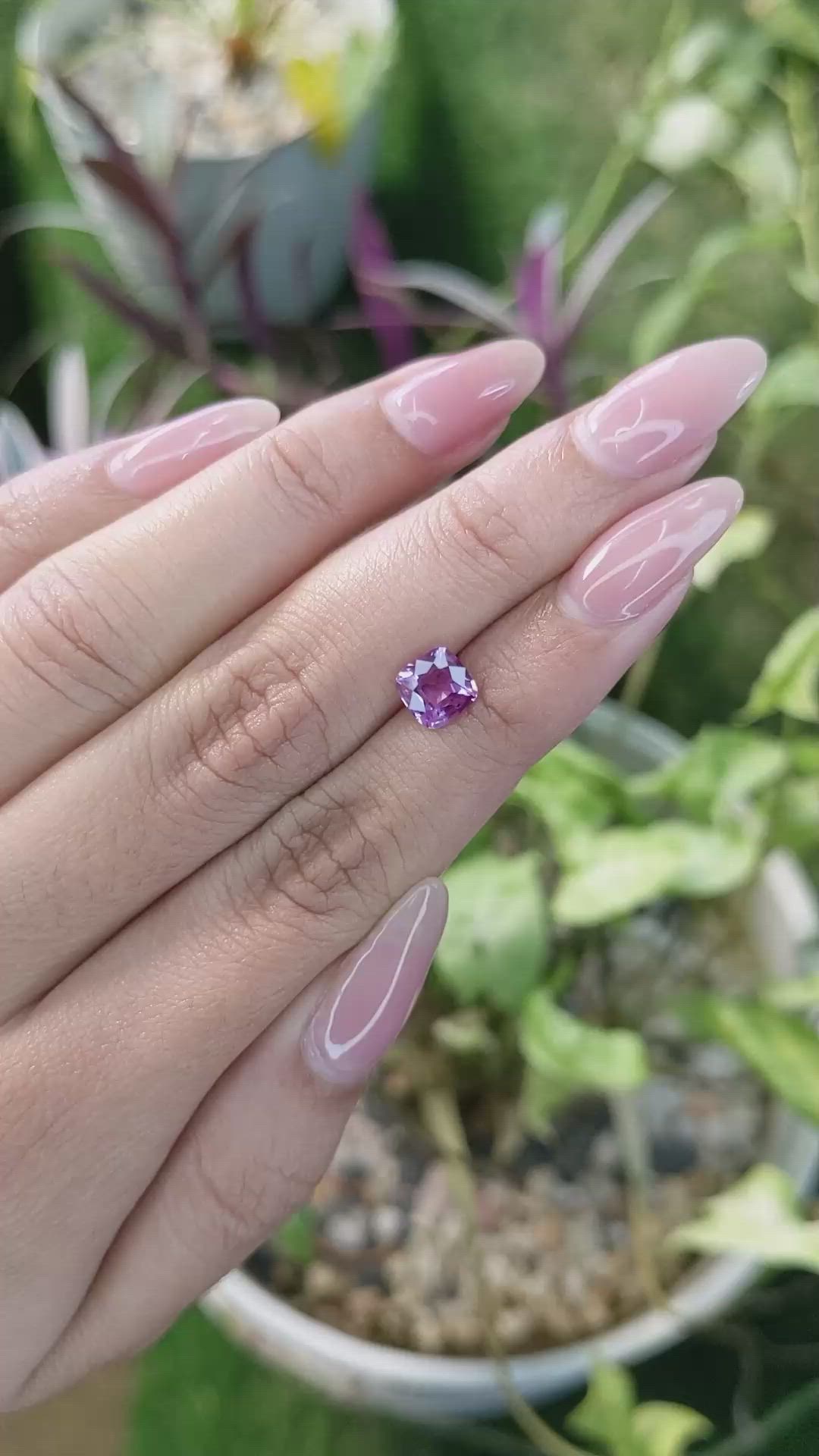 1.33 Ct. Pinkish Purple Sapphire from Madagascar Size Video