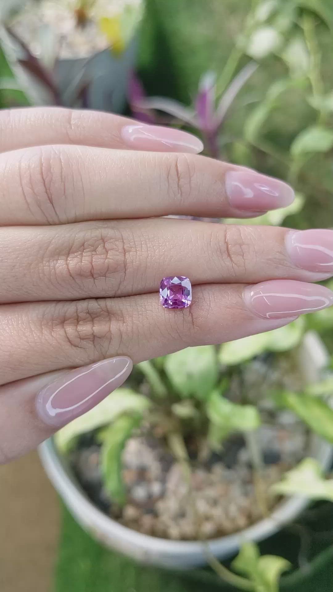 1.33 Ct. Pinkish Purple Sapphire from Madagascar Size Video