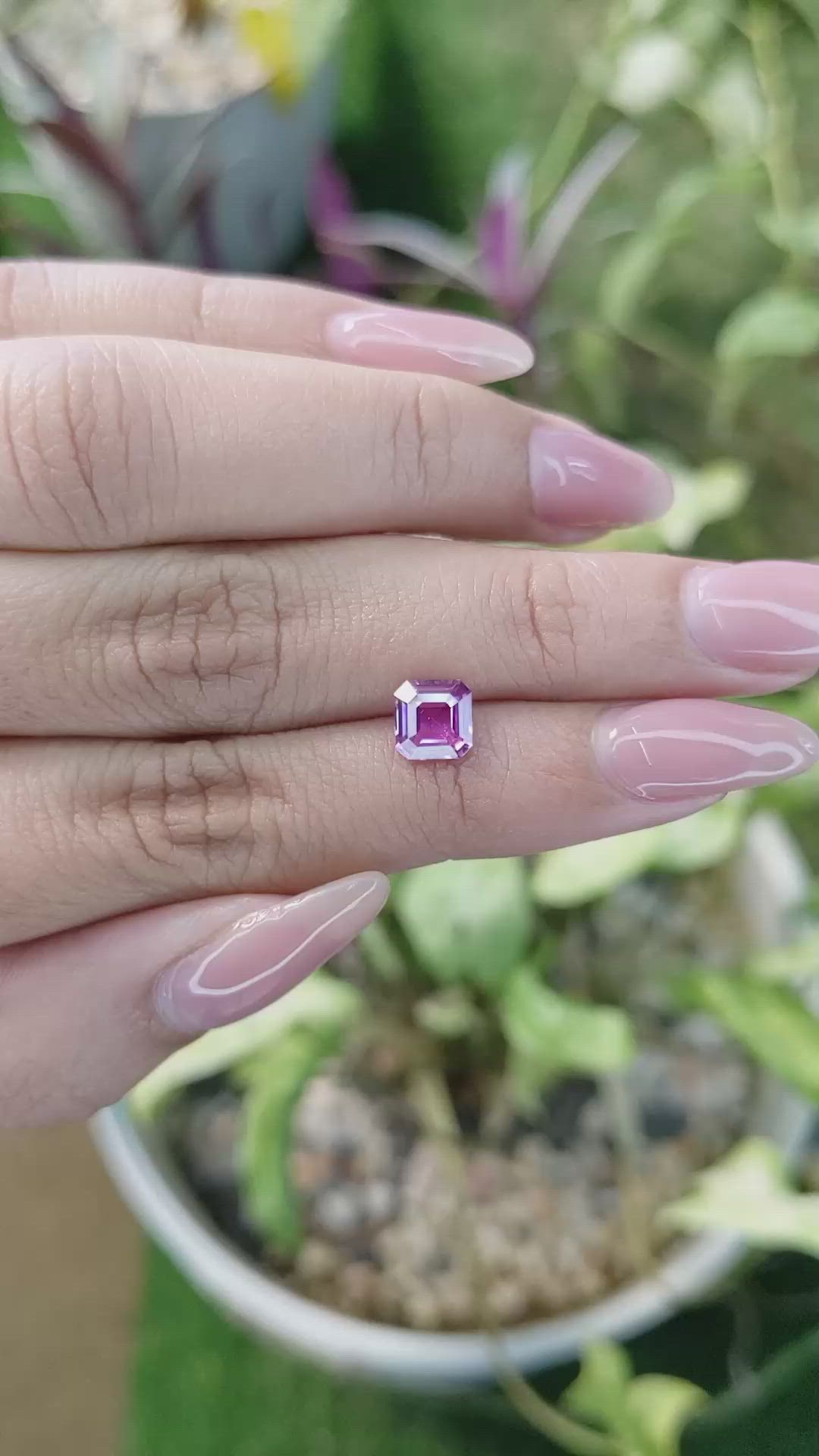 1.34 Ct. Purplish Pink Sapphire from Madagascar Size Video