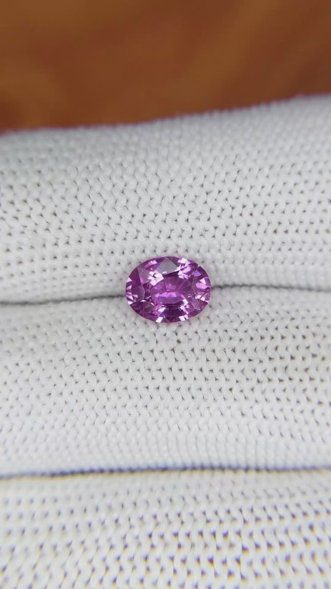 1.36 Ct. Pinkish Purple Sapphire from Madagascar Size Video