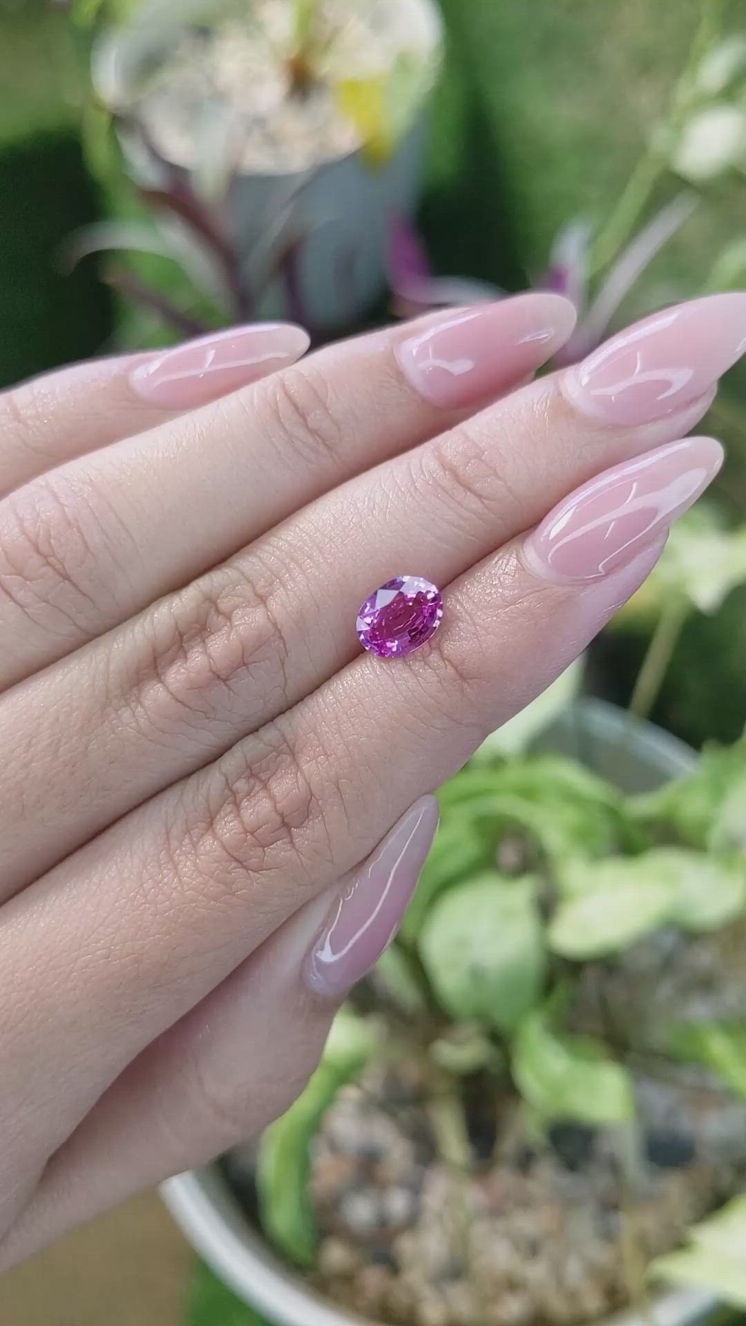 1.41 Ct. Purplish Pink Sapphire from Madagascar Size Video