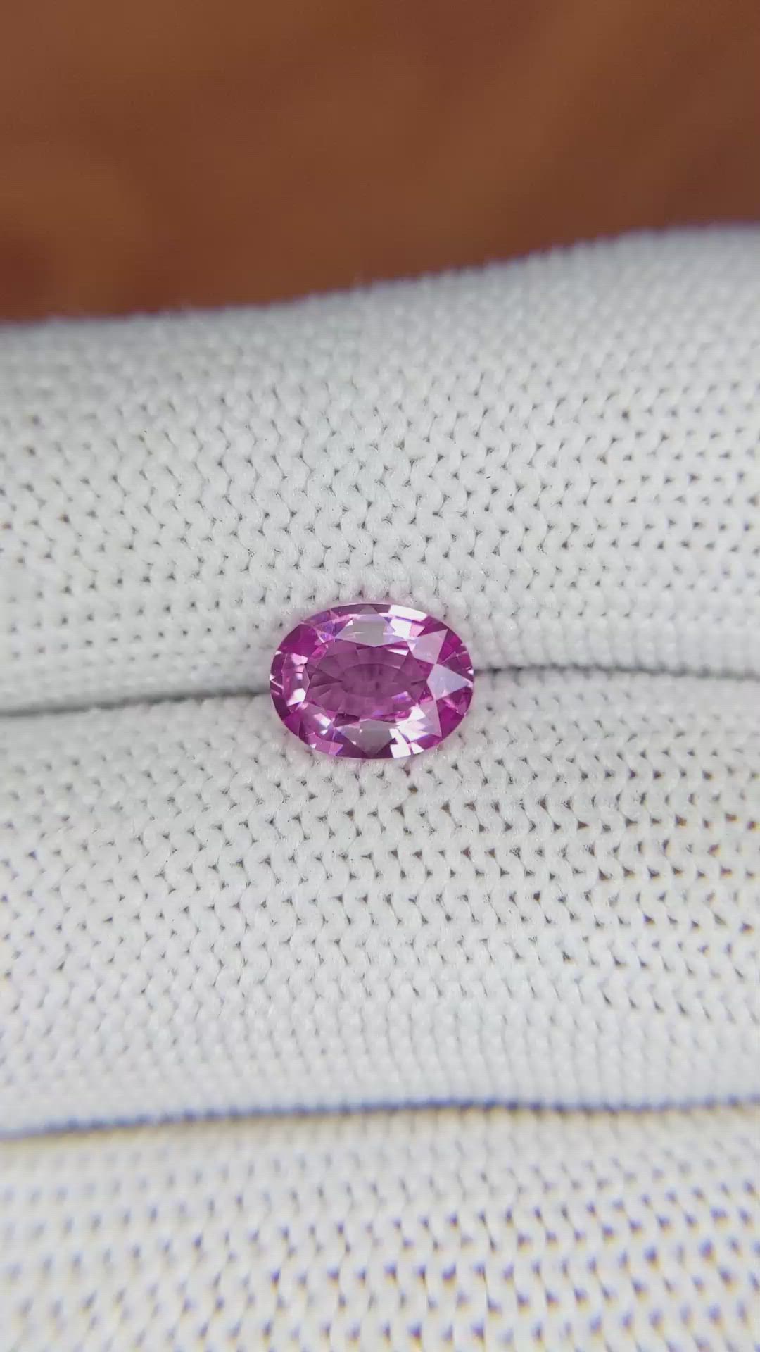 1.41 Ct. Purplish Pink Sapphire from Madagascar Size Video