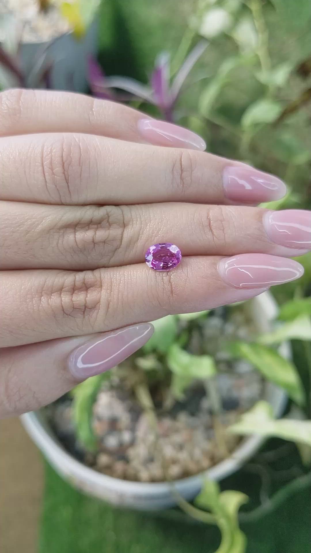 1.41 Ct. Purplish Pink Sapphire from Madagascar Size Video