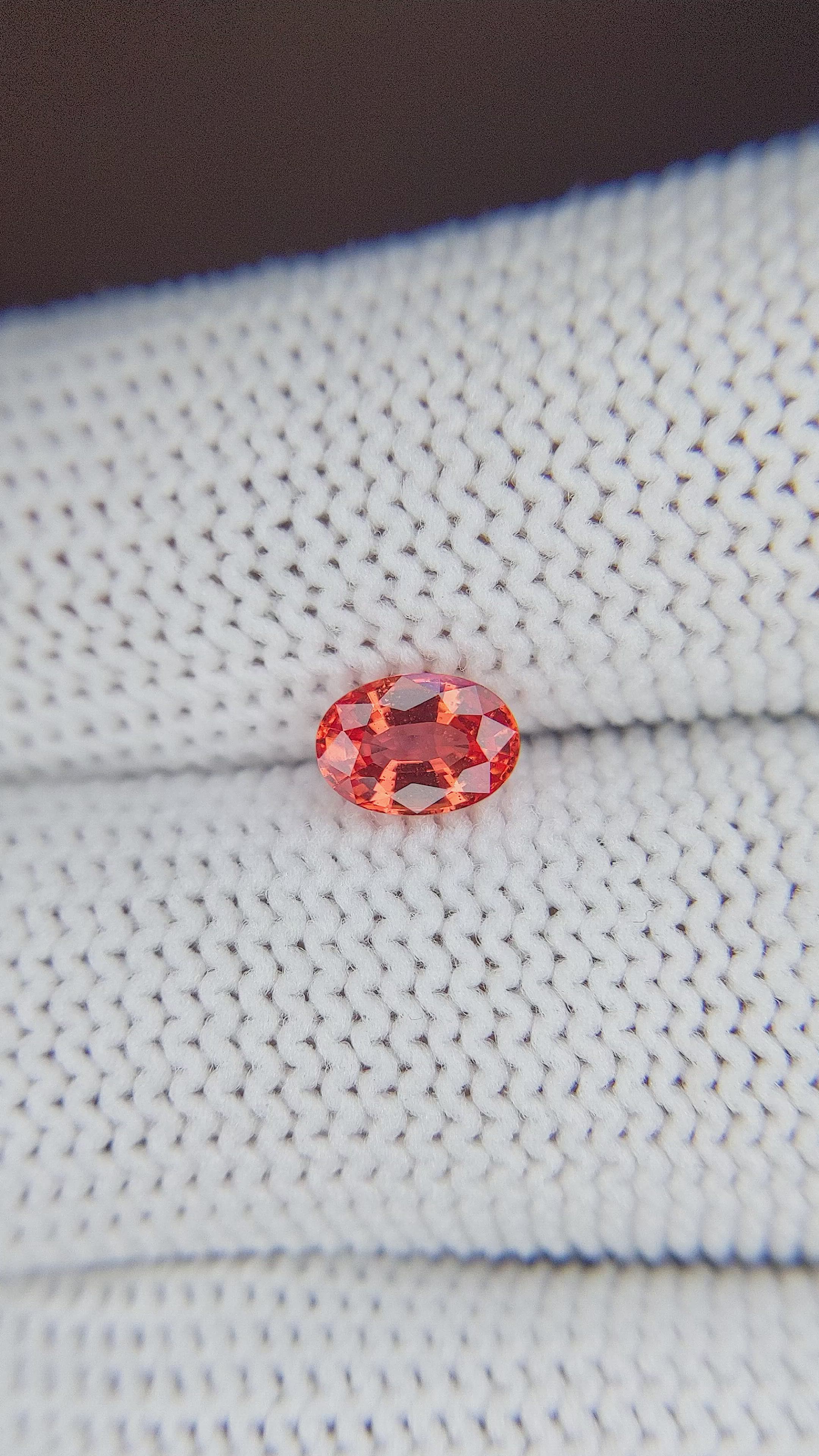 0.82 Ct. Reddish Orange Sapphire from Ceylon (Sri Lanka) Size Video