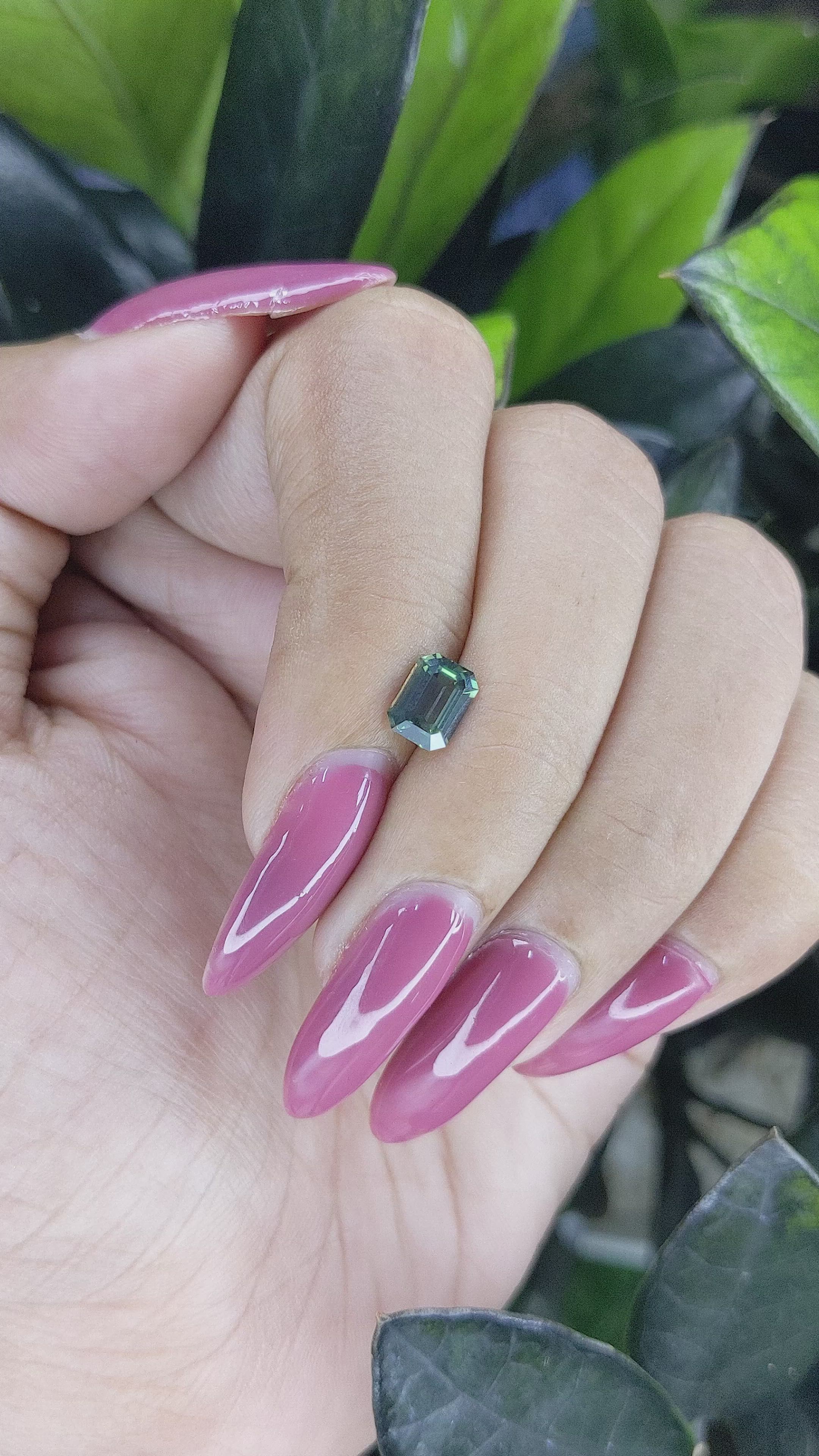 1.08 Ct. Bluish Green Sapphire from Tanzania Size Video