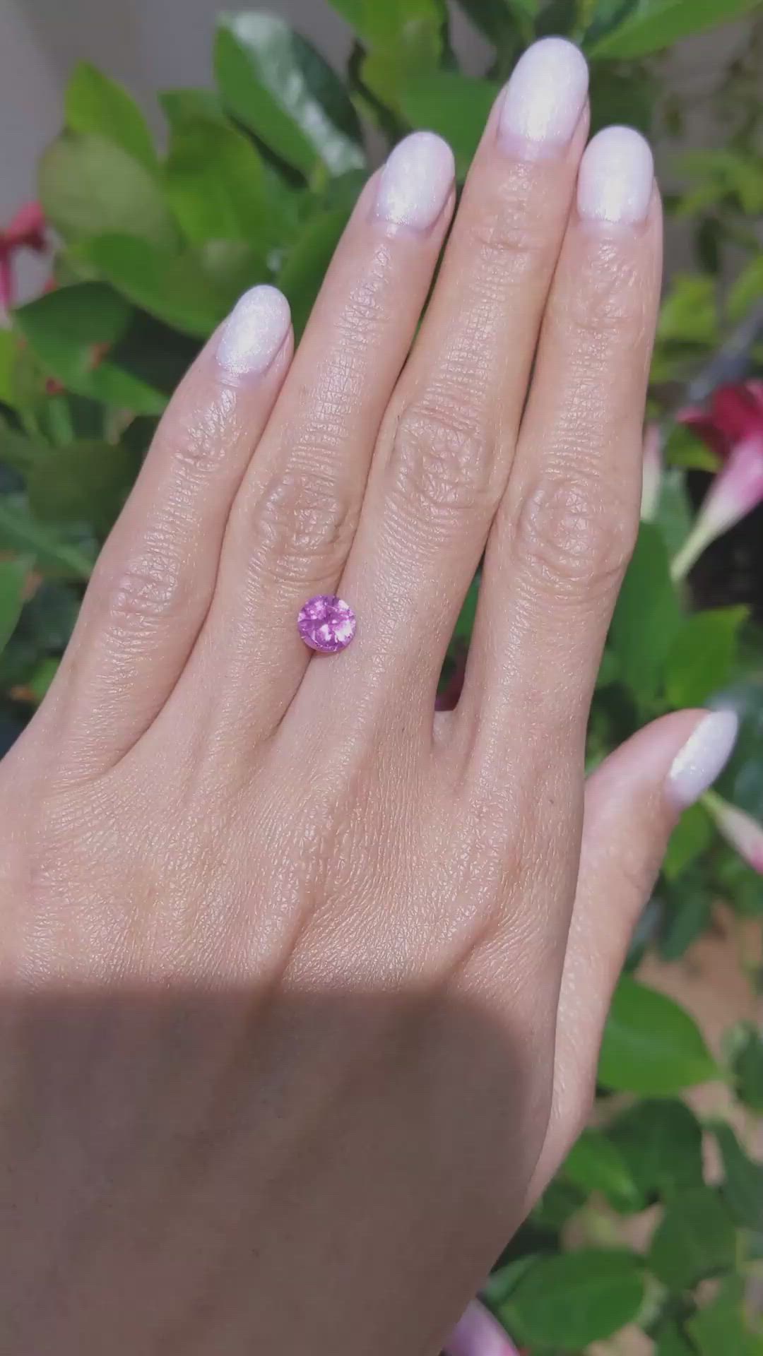 1.55 Ct. Purplish Pink Sapphire from Ceylon (Sri Lanka) Size Video