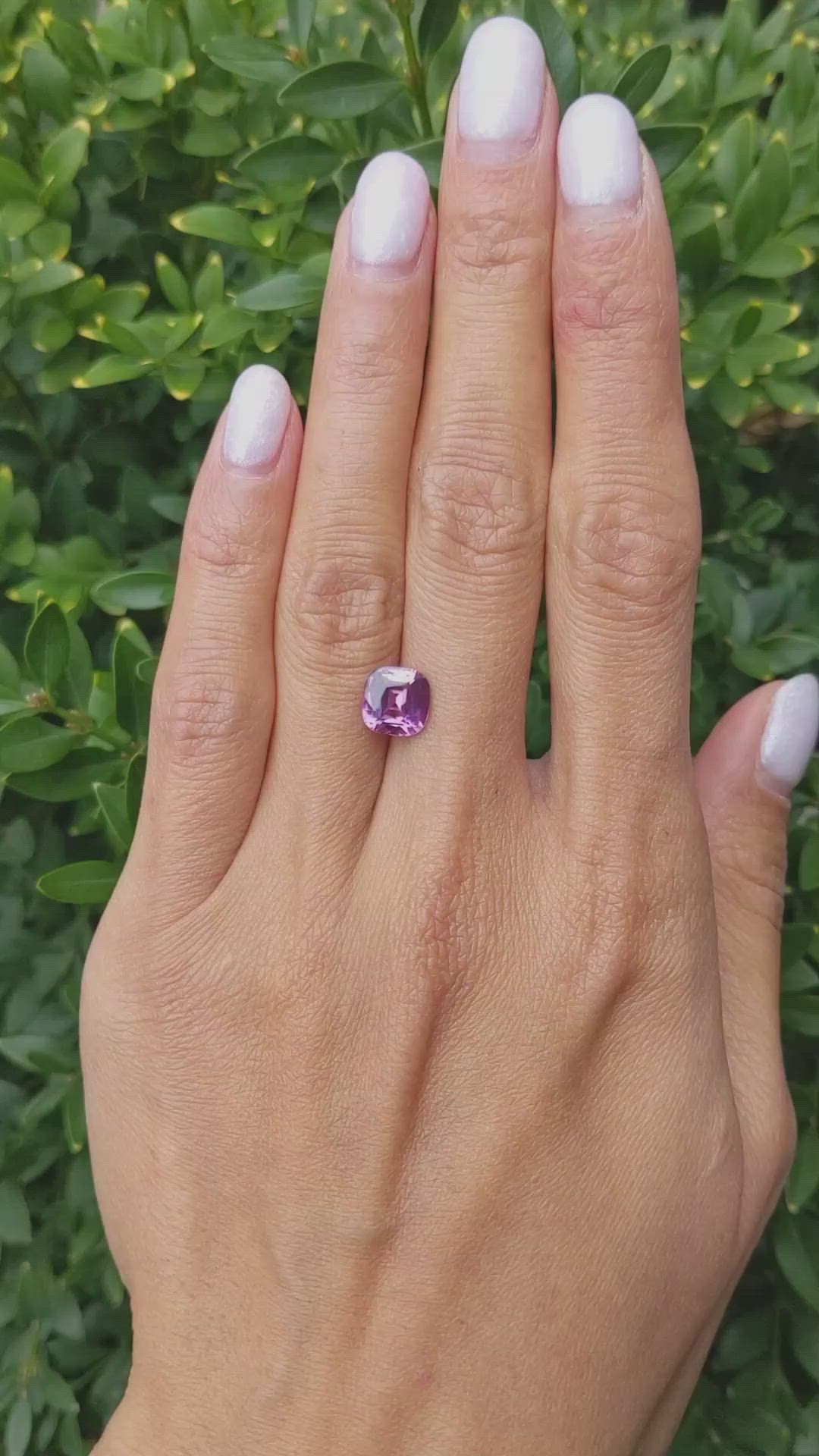 2.59 Ct. Purplish Pink Sapphire from Ceylon (Sri Lanka) Size Video