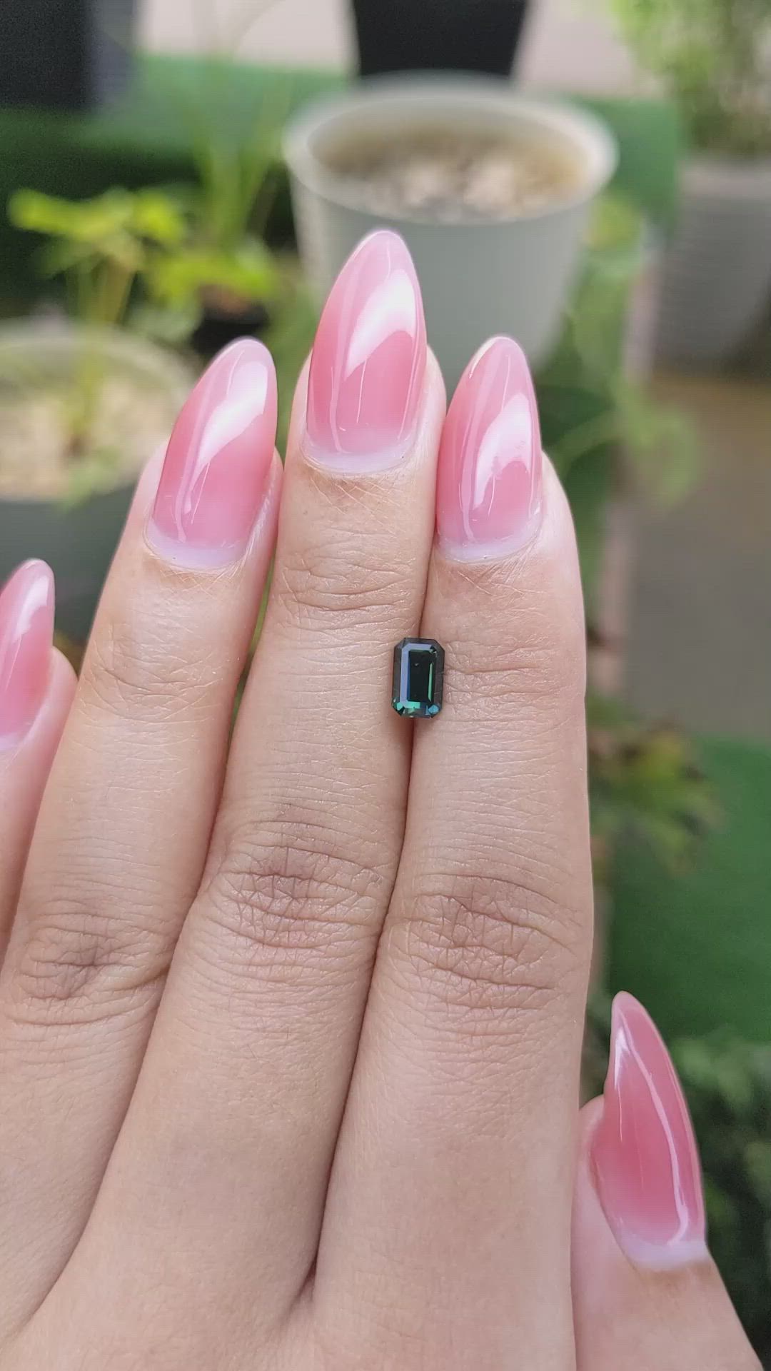 1.08 Ct. Bluish Green Sapphire from Madagascar Size Video