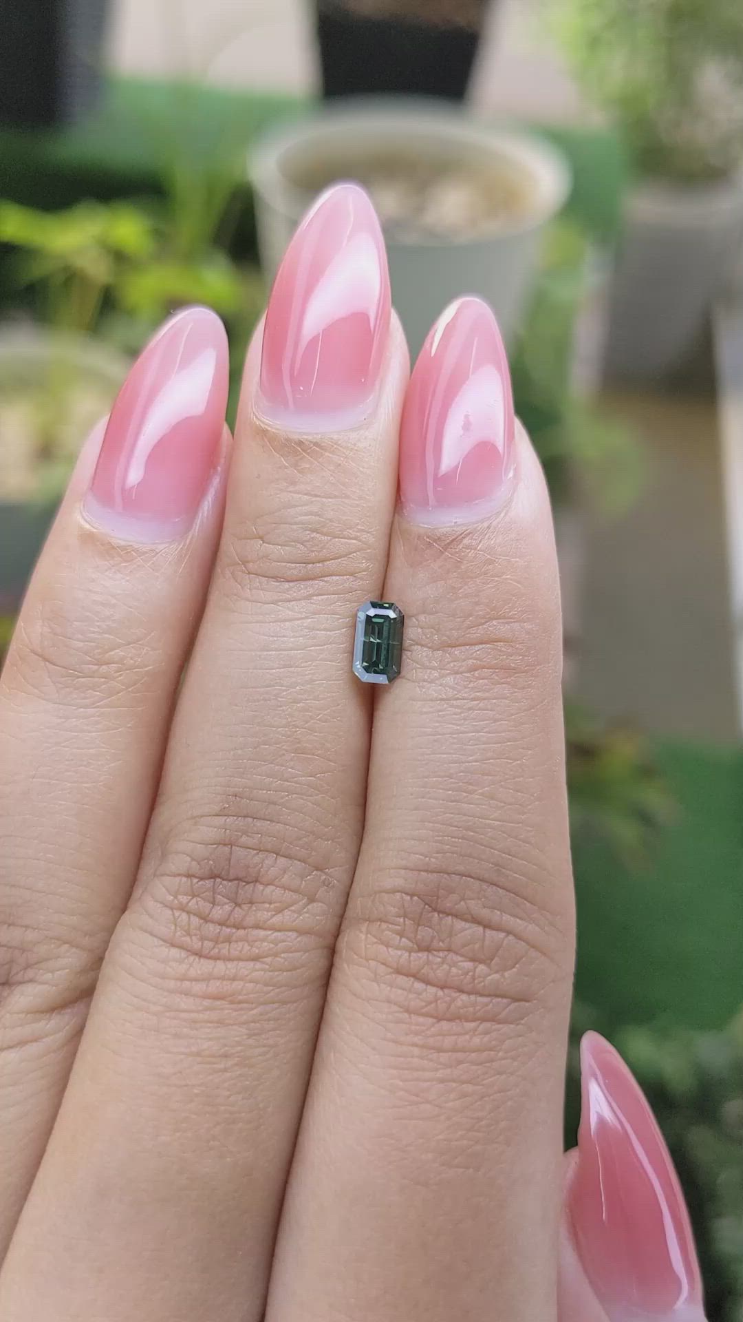 0.63 Ct. Bluish Green Sapphire from Madagascar Size Video
