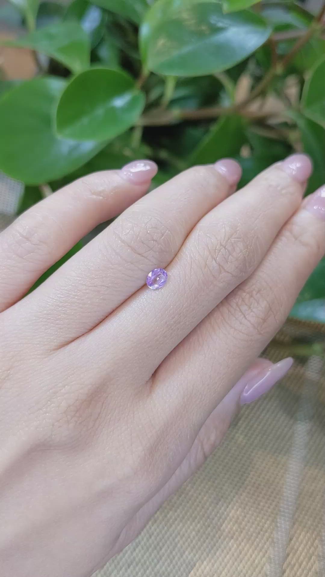 0.34 Ct. Pinkish Purple Sapphire from Ceylon (Sri Lanka) Size Video