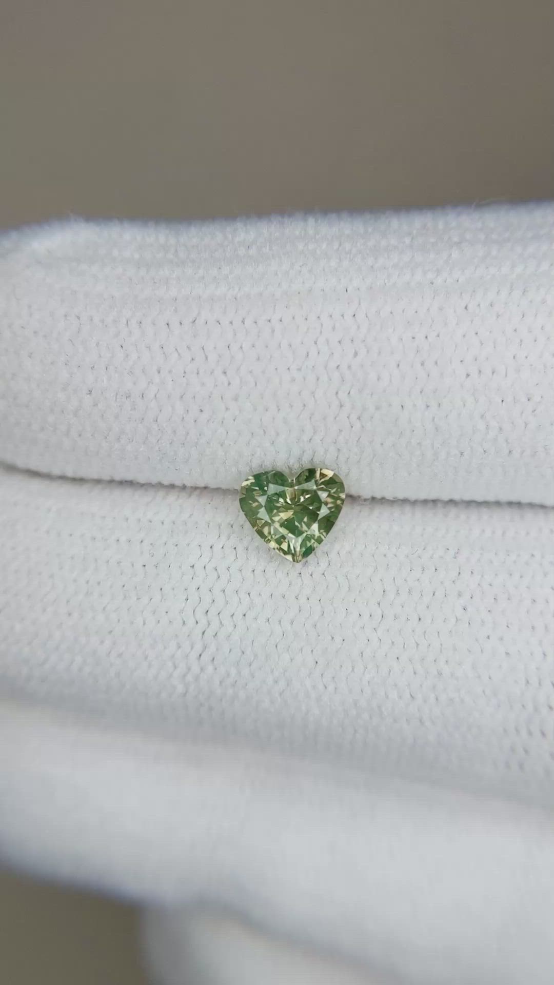 0.58 Ct. Yellowish Green Sapphire from Madagascar Size Video