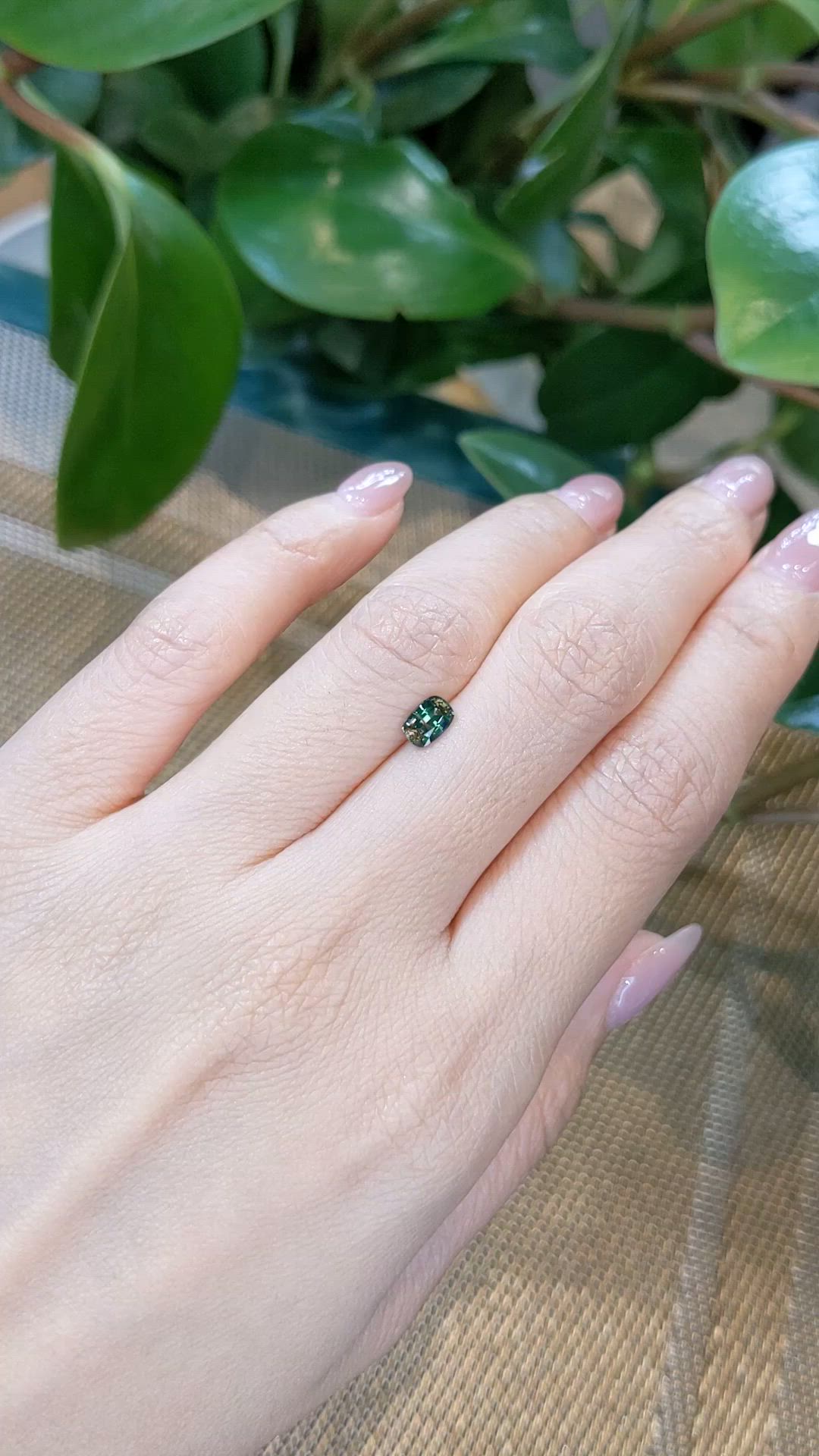 0.62 Ct. Bluish Green Sapphire from Madagascar Size Video