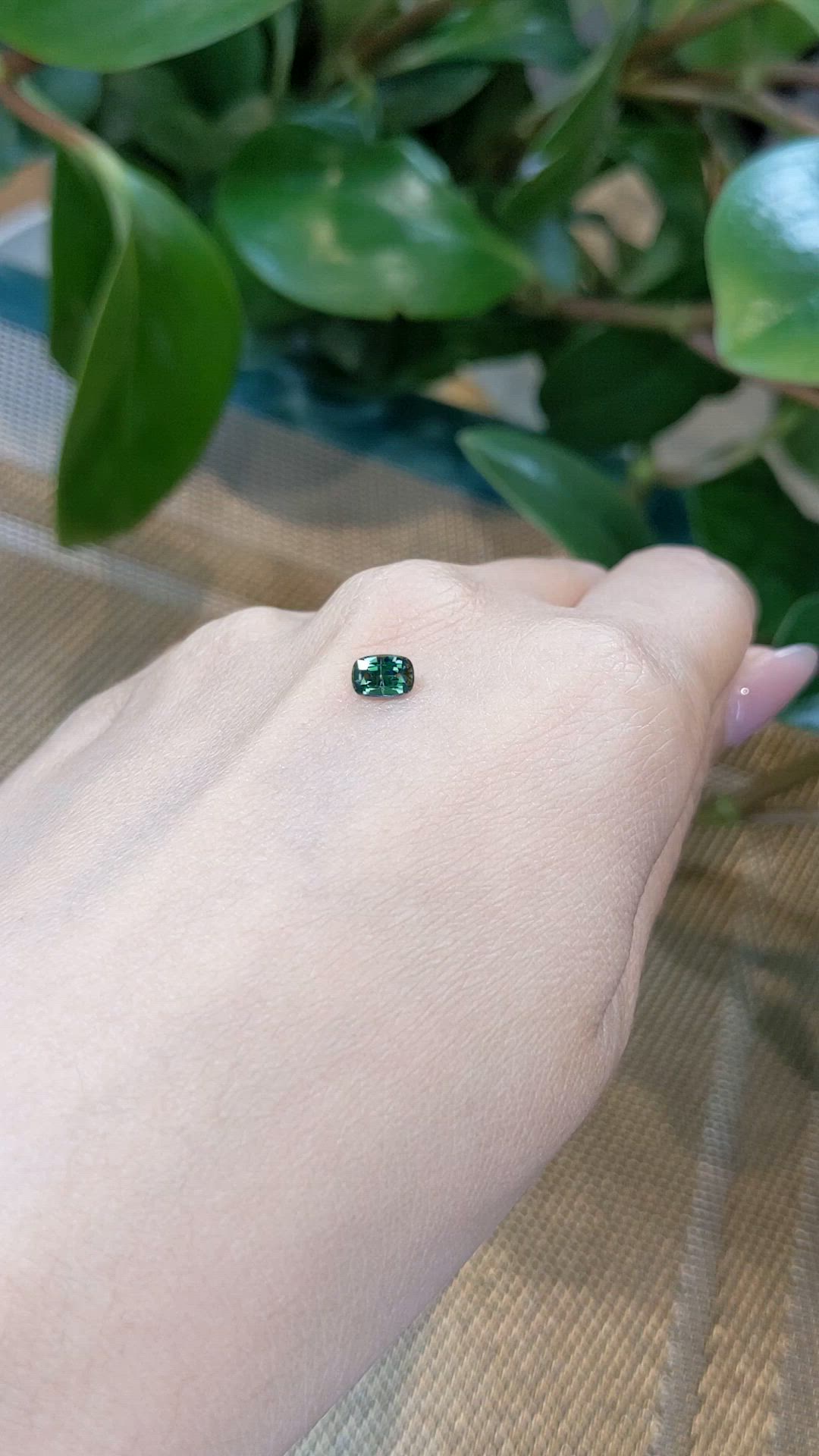 0.62 Ct. Bluish Green Sapphire from Madagascar Size Video