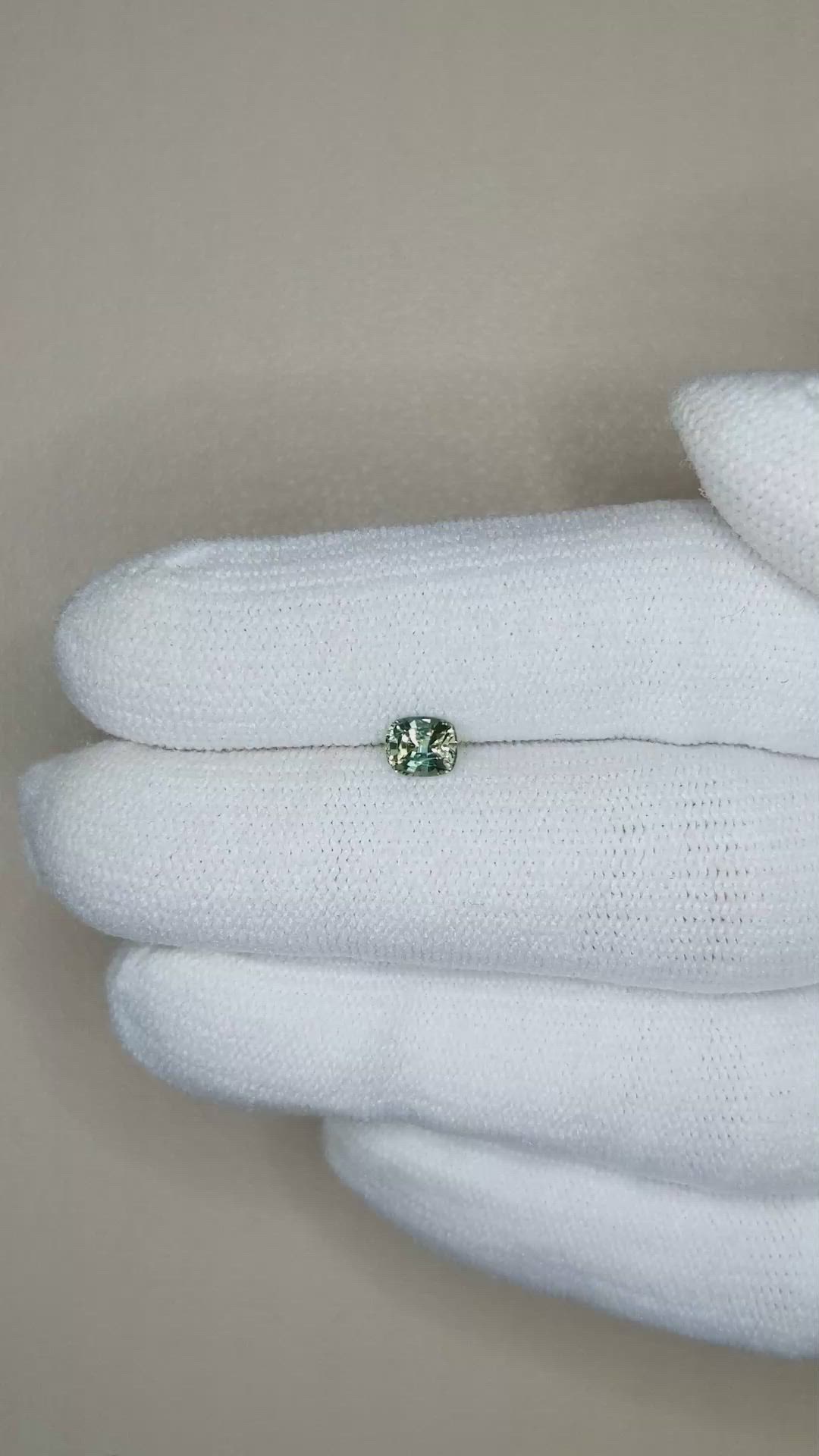 0.52 Ct. Bluish Green Sapphire from Madagascar Size Video
