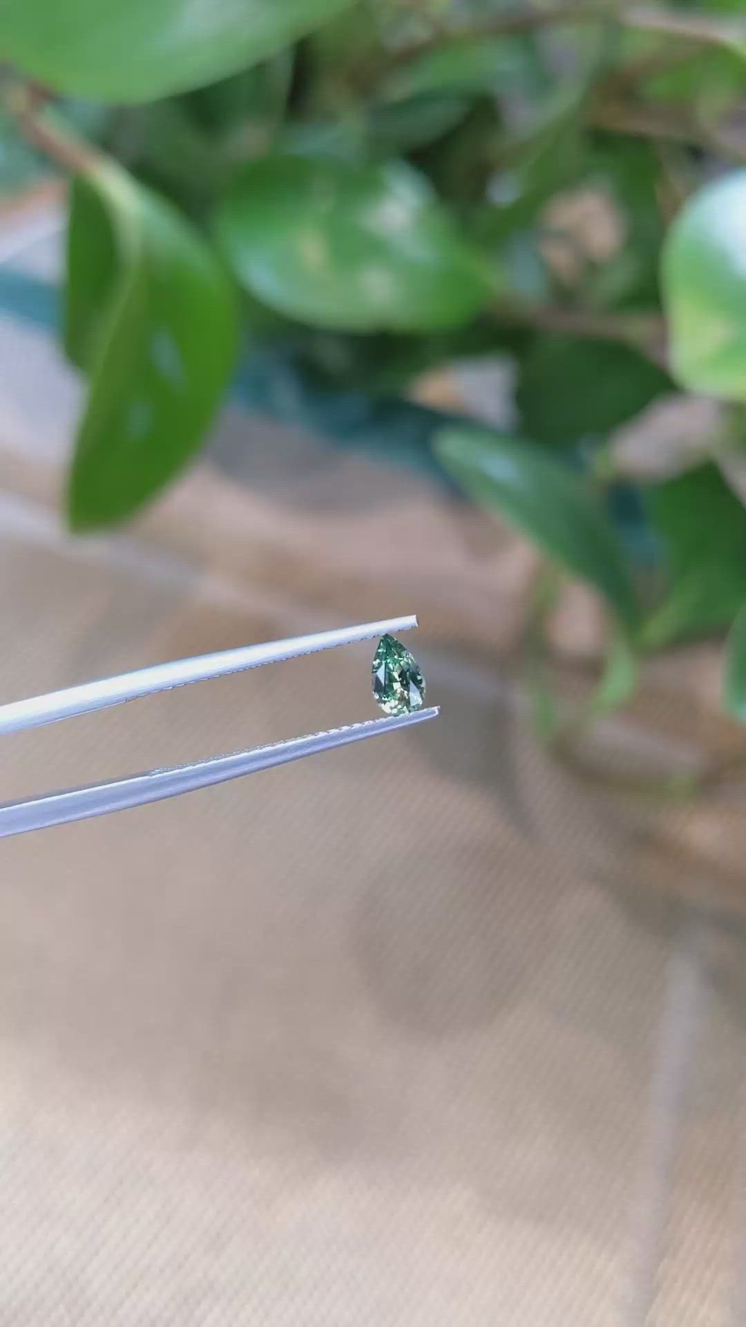 0.35 Ct. Green Sapphire from Madagascar Size Video