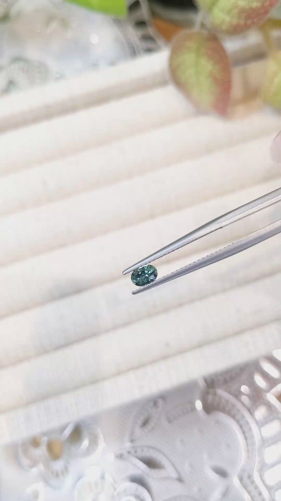 0.45 Ct. Bluish Green Sapphire from Madagascar Size Video