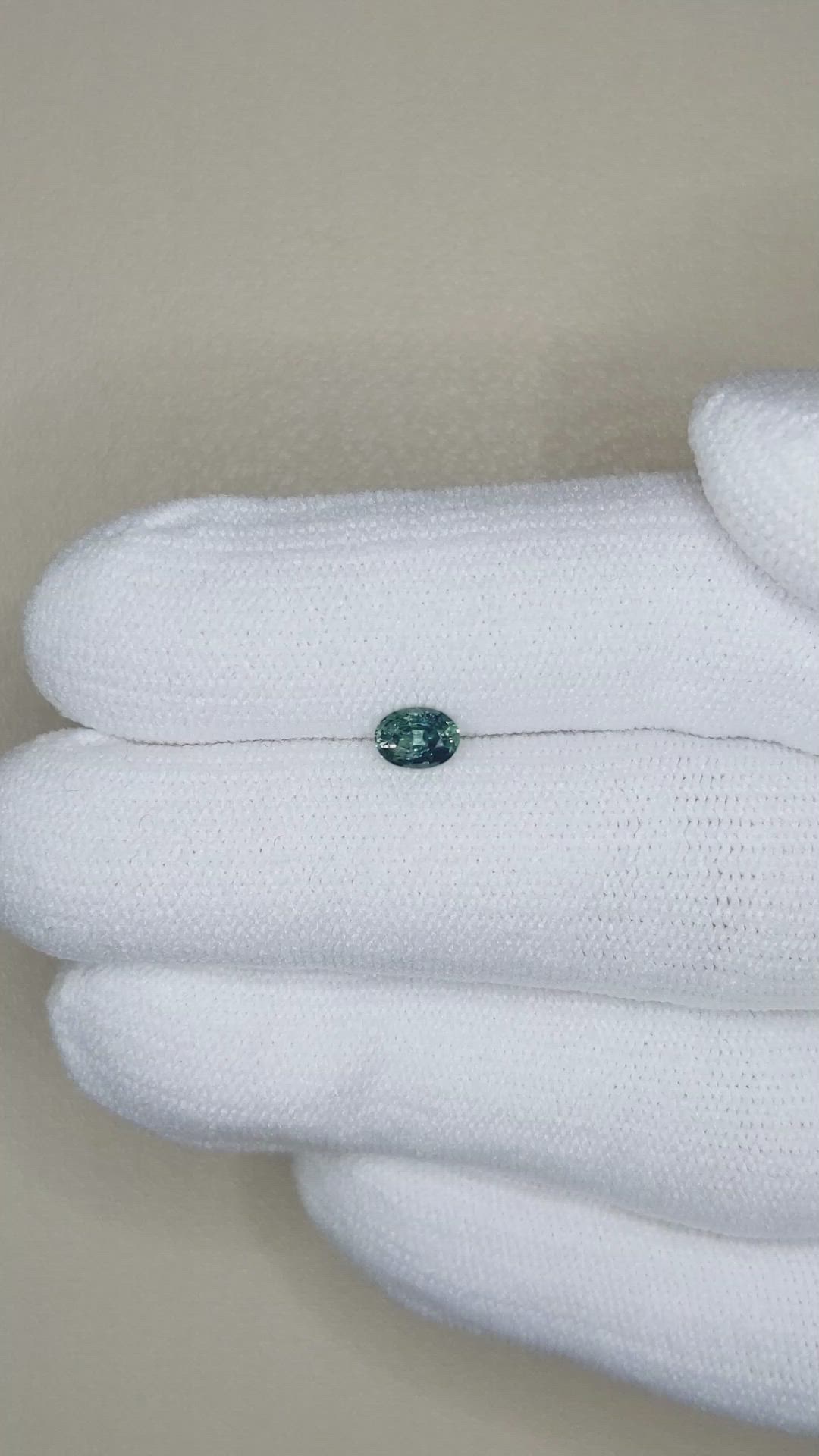 0.45 Ct. Bluish Green Sapphire from Madagascar Size Video