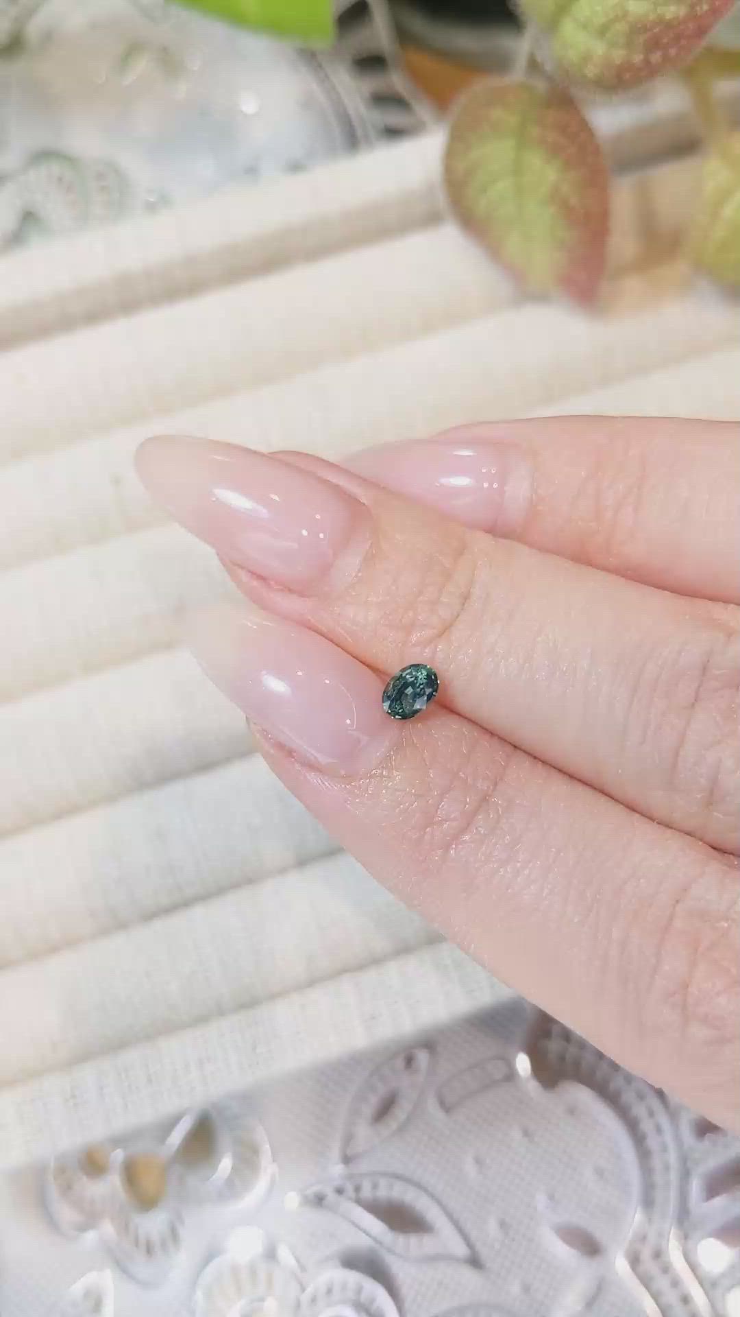 0.45 Ct. Bluish Green Sapphire from Madagascar Size Video