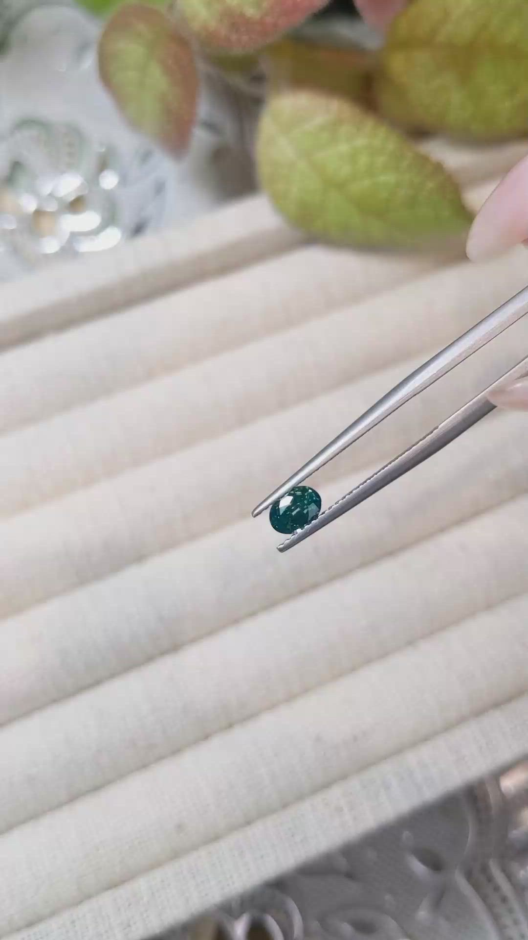 0.59 Ct. Bluish Green Sapphire from Madagascar Size Video