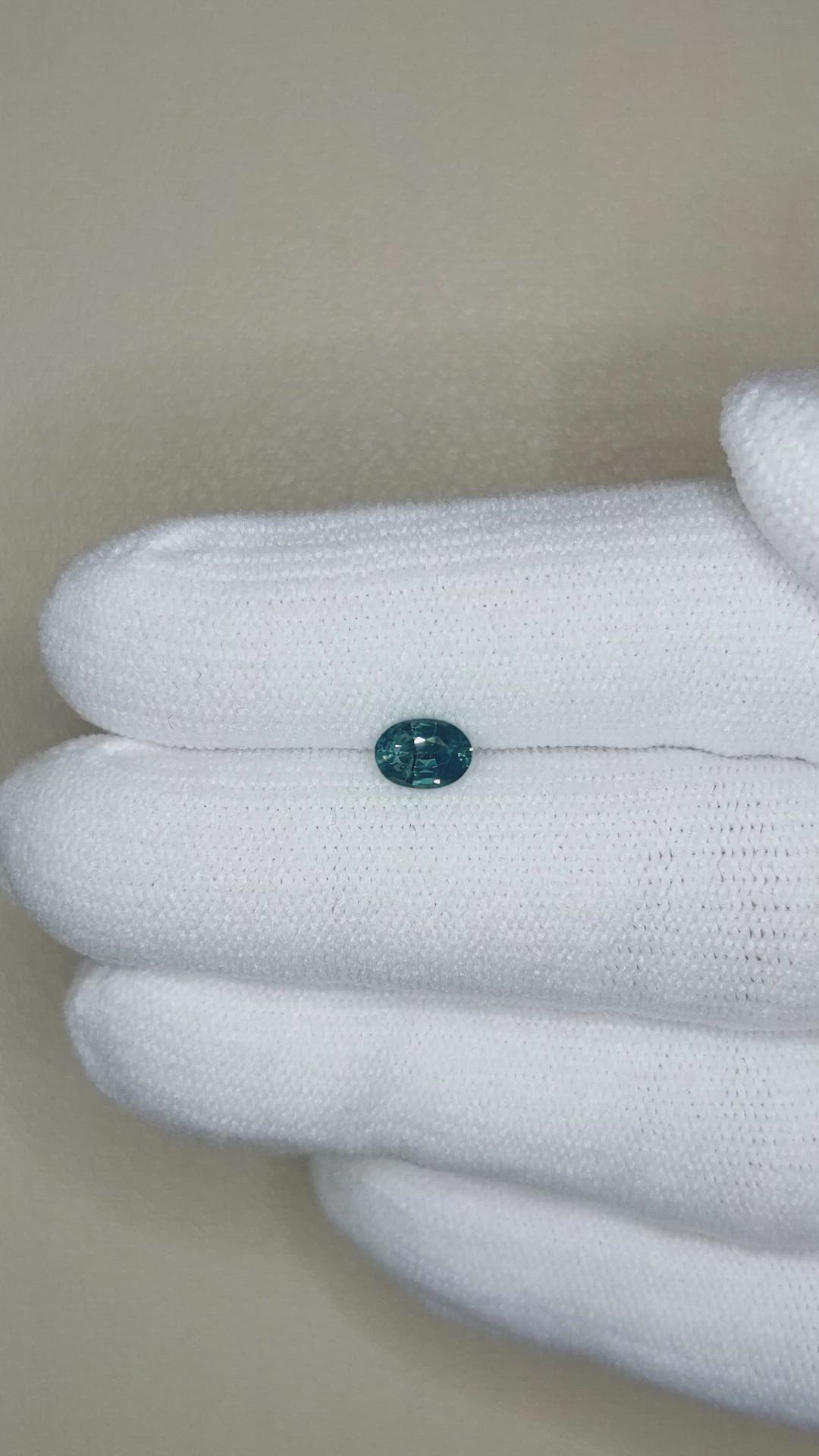 0.59 Ct. Bluish Green Sapphire from Madagascar Size Video