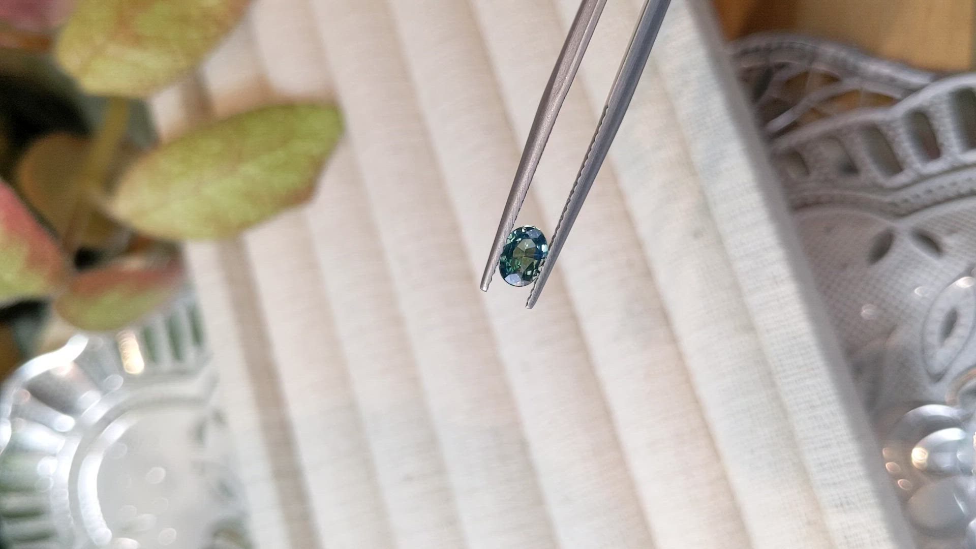 0.61 Ct. Bluish Green Sapphire from Madagascar Size Video