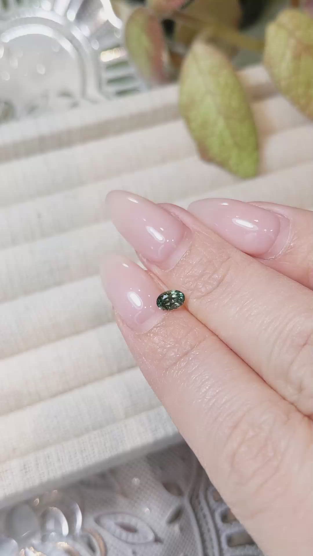 0.49 Ct. Bluish Green Sapphire from Madagascar Size Video