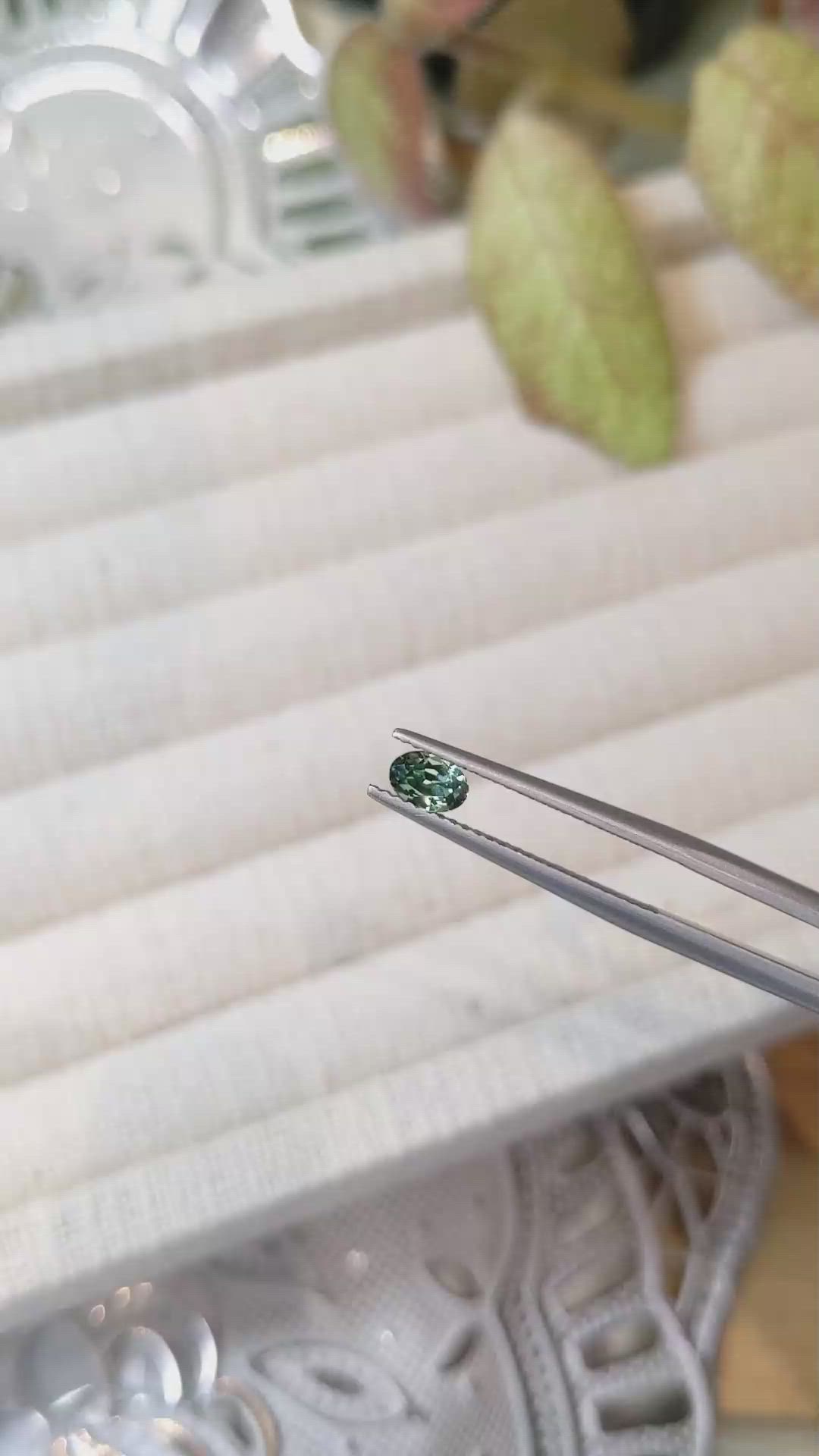 0.49 Ct. Bluish Green Sapphire from Madagascar Size Video