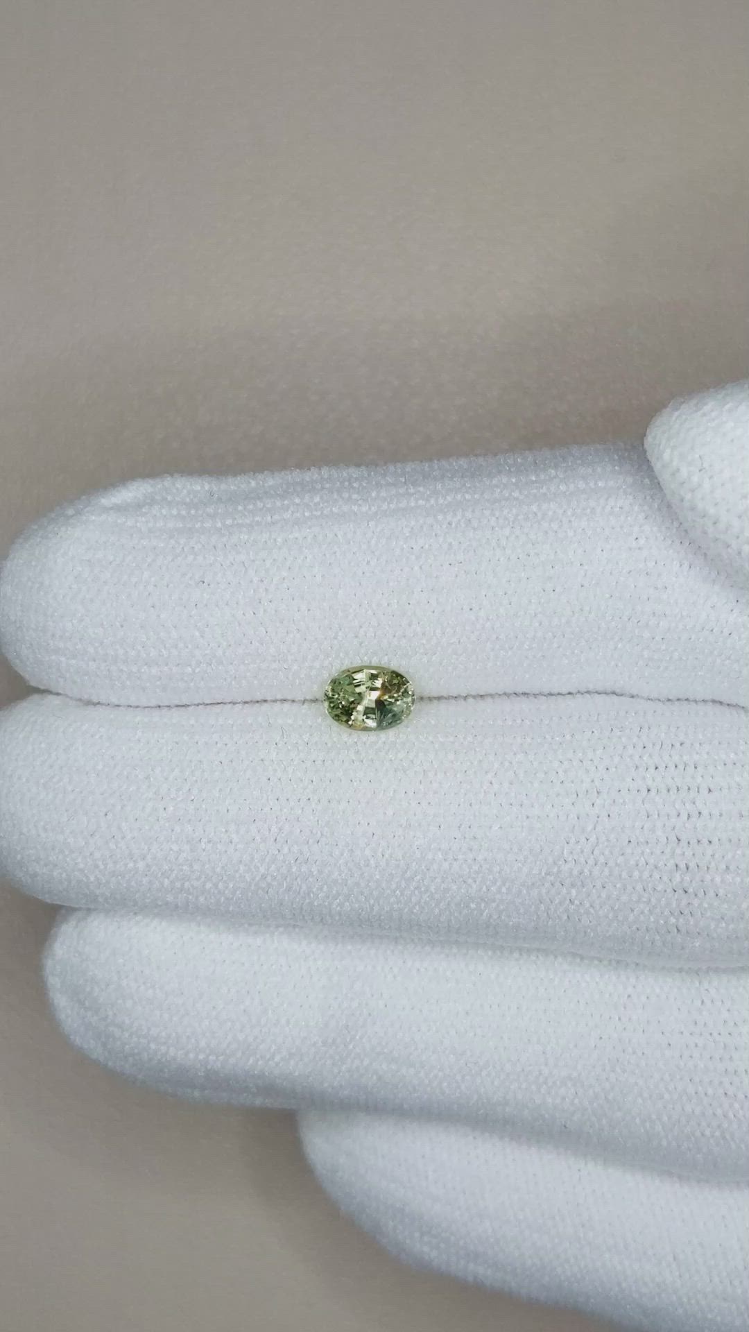 0.60 Ct. Yellowish Green Sapphire from Madagascar Size Video