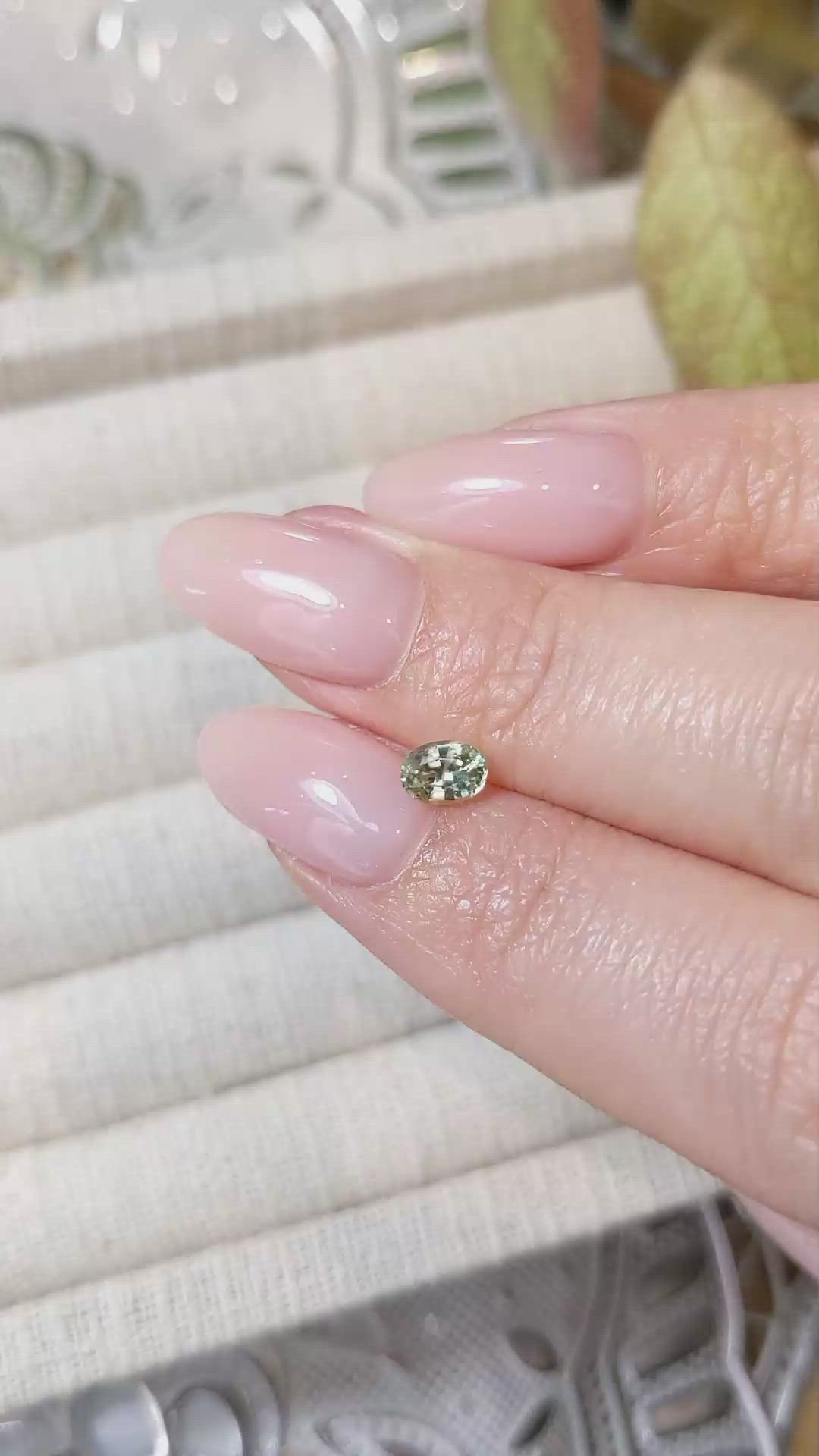 0.60 Ct. Yellowish Green Sapphire from Madagascar Size Video