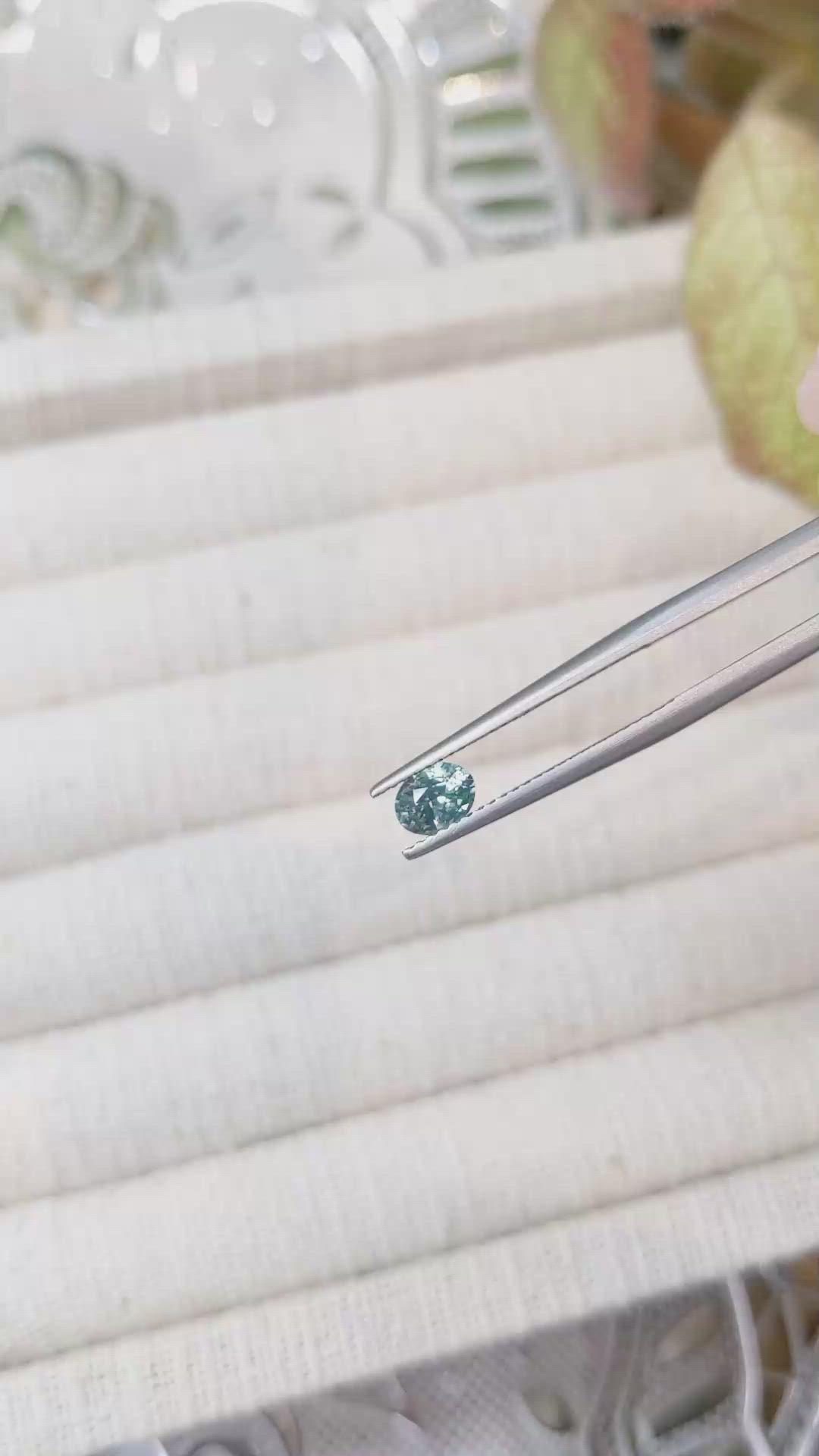 0.59 Ct. Greenish Blue Sapphire from Madagascar Size Video