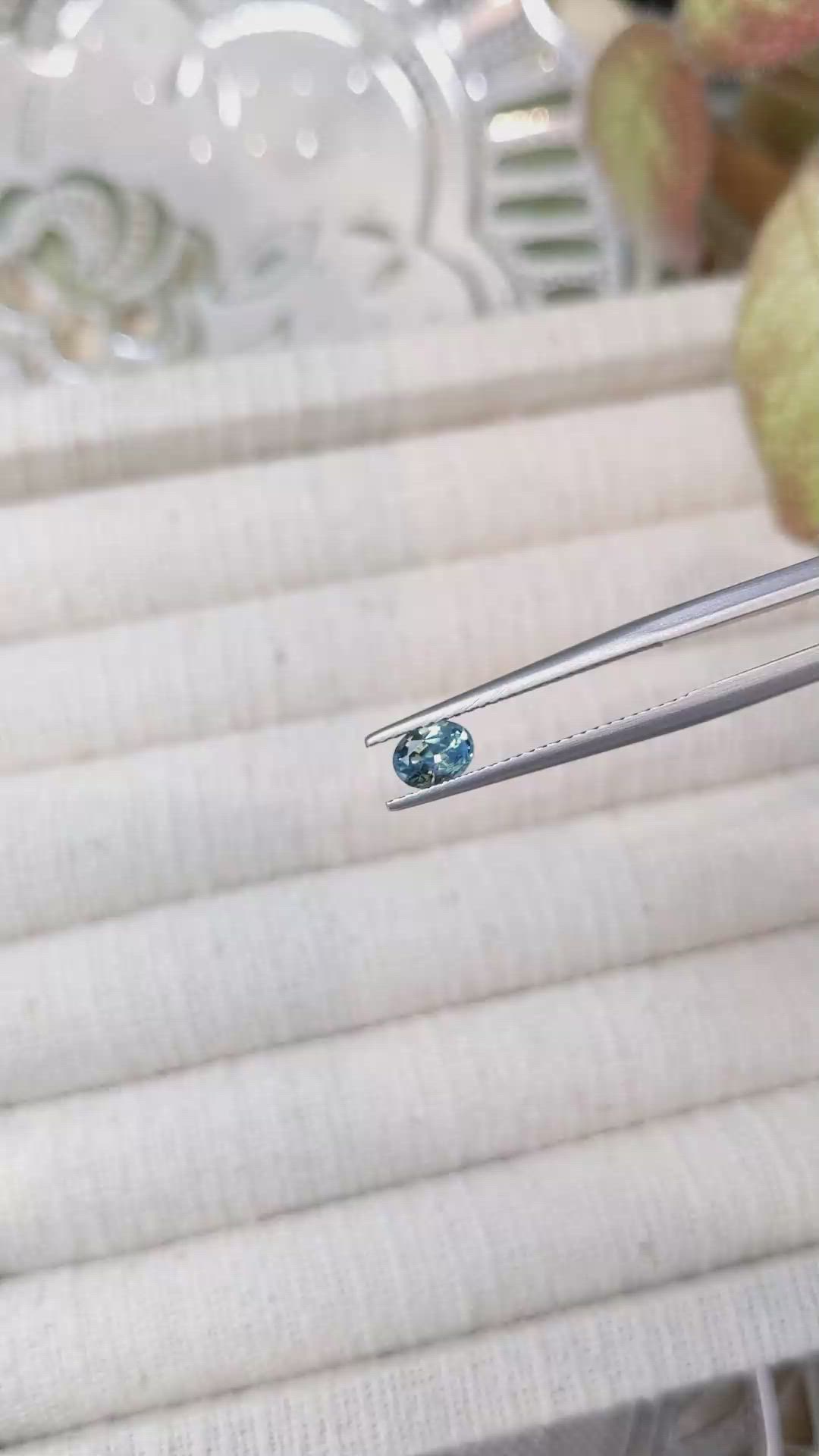 0.56 Ct. Greenish Blue Sapphire from Madagascar Size Video