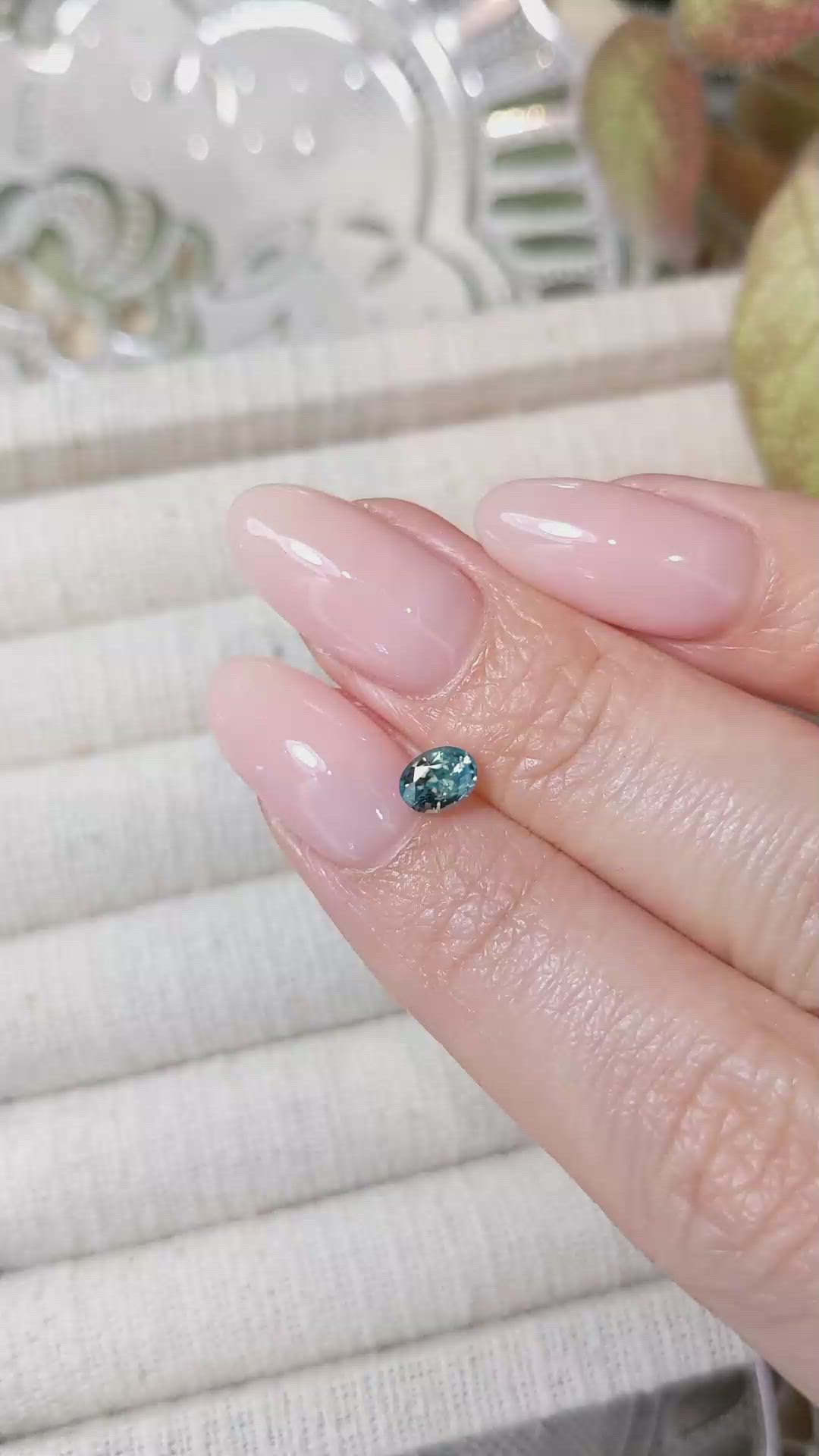 0.56 Ct. Greenish Blue Sapphire from Madagascar Size Video